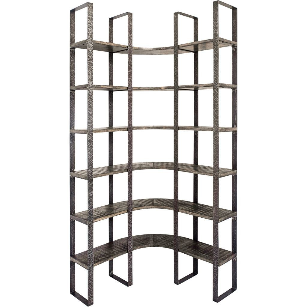 Black Iron Framed Curved Wooden Shelving Unit By Homeroots | Bookcases | Modishstore - 2