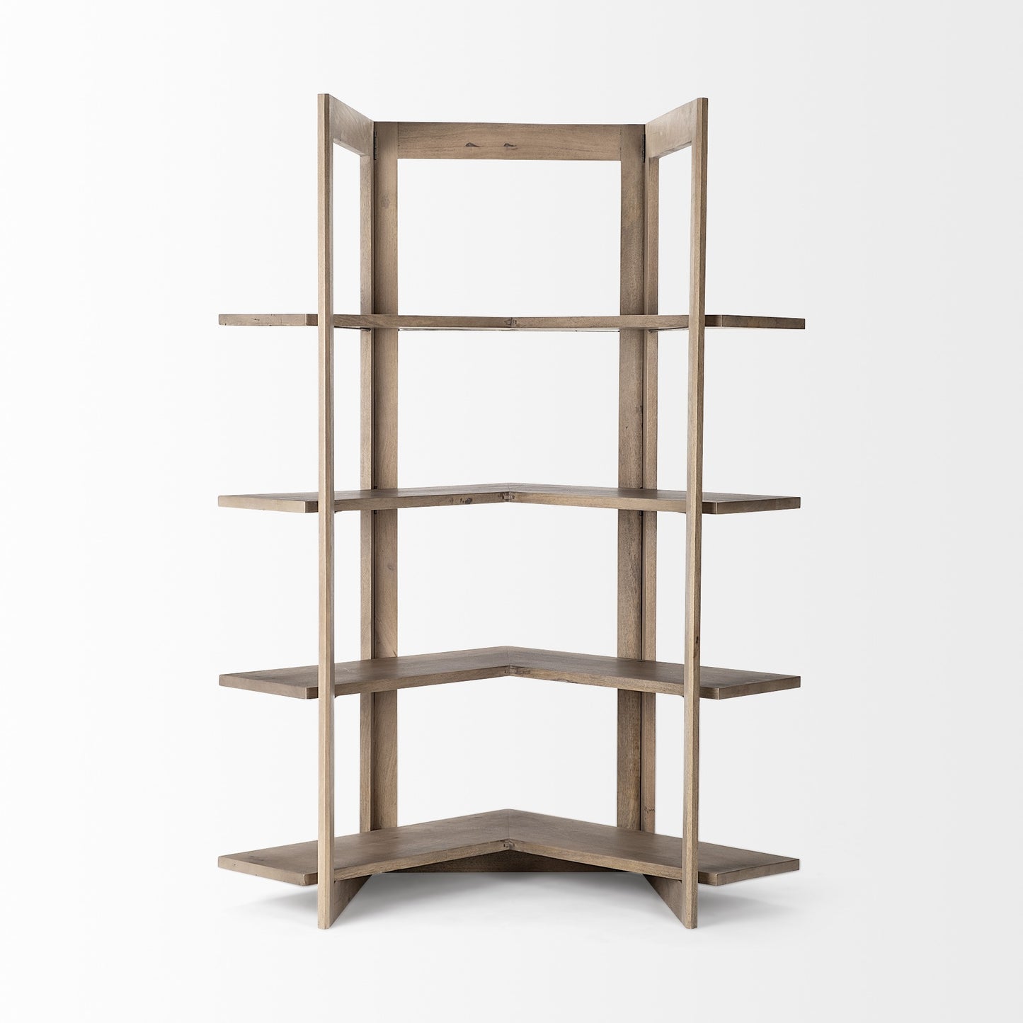 Light Brown Wooden Corner Shelving Unit By Homeroots | Bookcases | Modishstore - 2