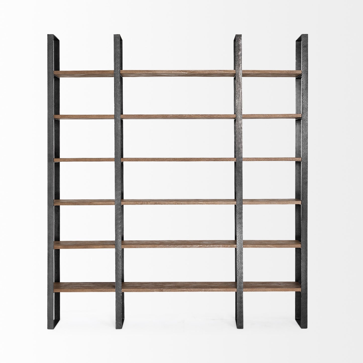 Black Iron Framed Wooden Shelving Unit By Homeroots | Bookcases | Modishstore - 2