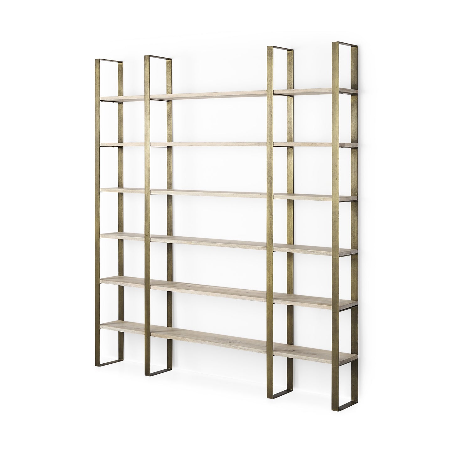 Gold Iron Framed Wooden Shelving Unit By Homeroots | Bookcases | Modishstore