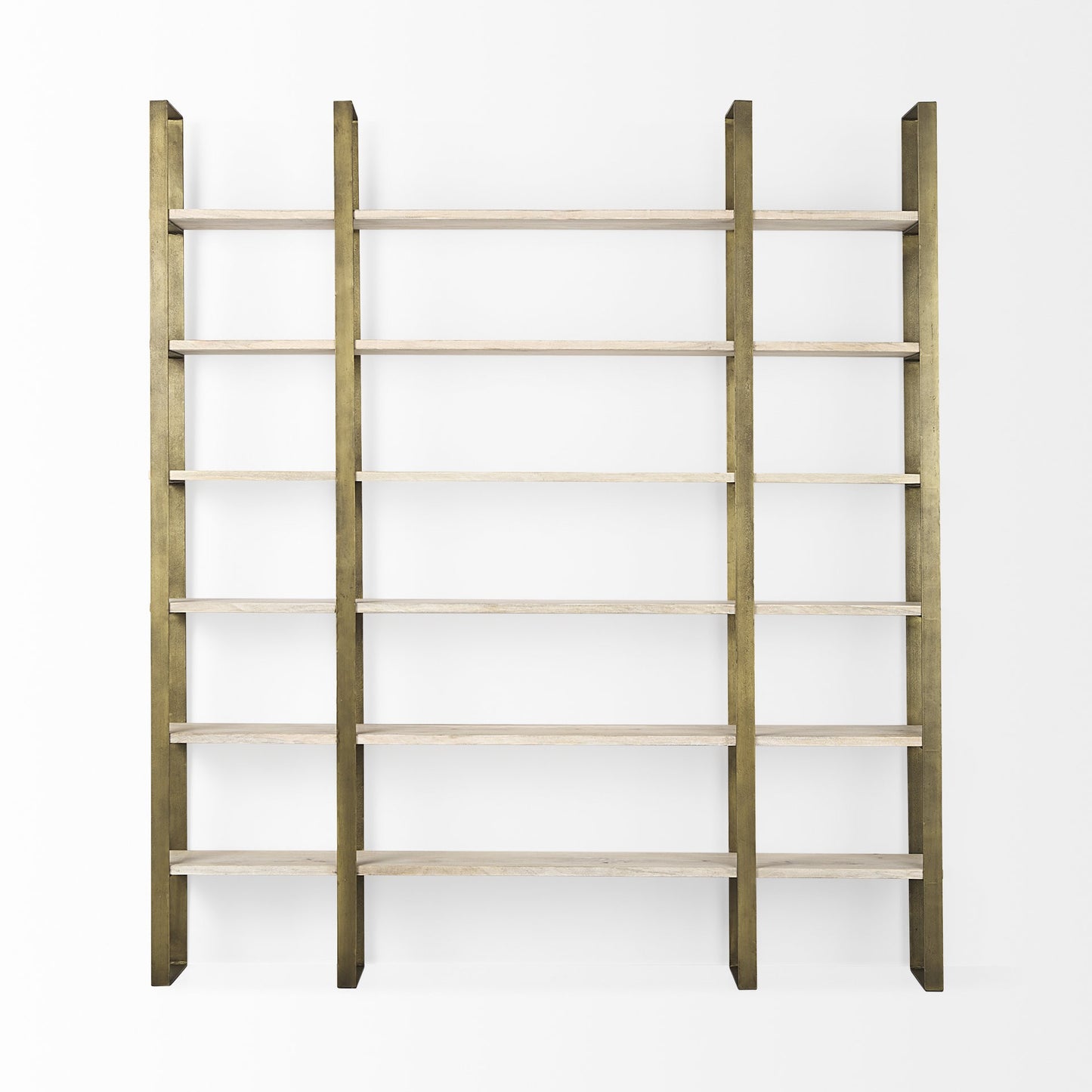 Gold Iron Framed Wooden Shelving Unit By Homeroots | Bookcases | Modishstore - 2