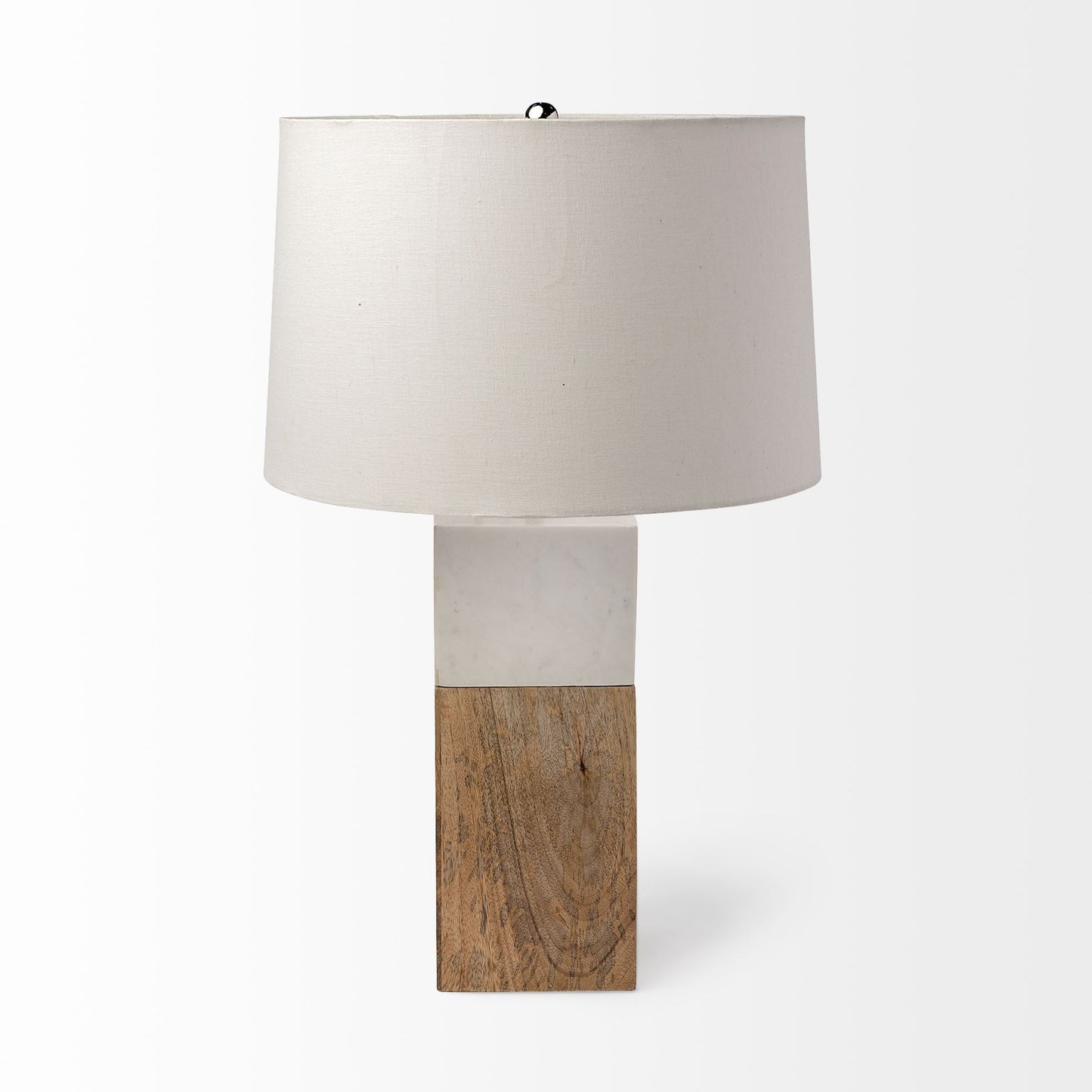 White Marble and Natural Wood Block Table or Desk Lamp By Homeroots | Desk Lamps | Modishstore