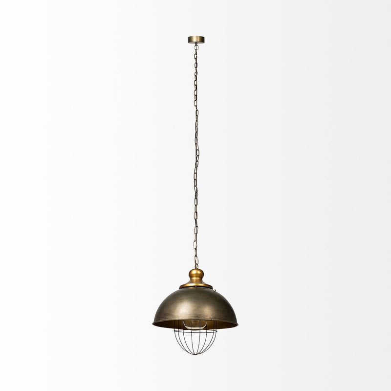 Rustic Gold Ton Metal Dome Hanging Light By Homeroots | Chandeliers | Modishstore