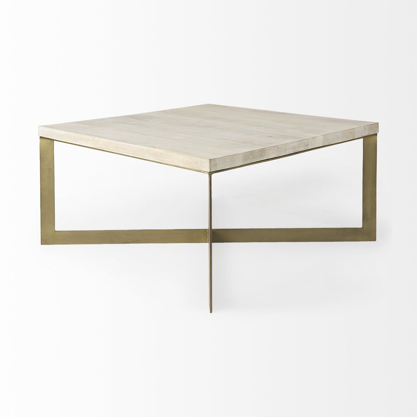Light Brown Wood and Metal Coffee Table By Homeroots