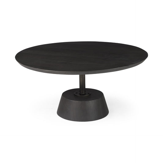 Black Wooden Pedestal Base Coffee Table By Homeroots