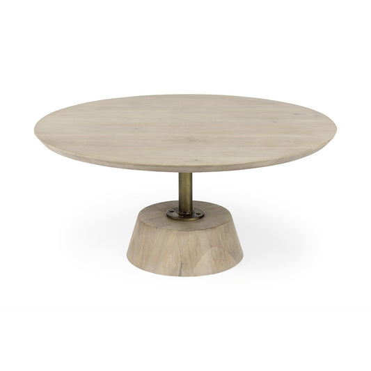 Light Brown Wooden Pedestal Coffee Table By Homeroots