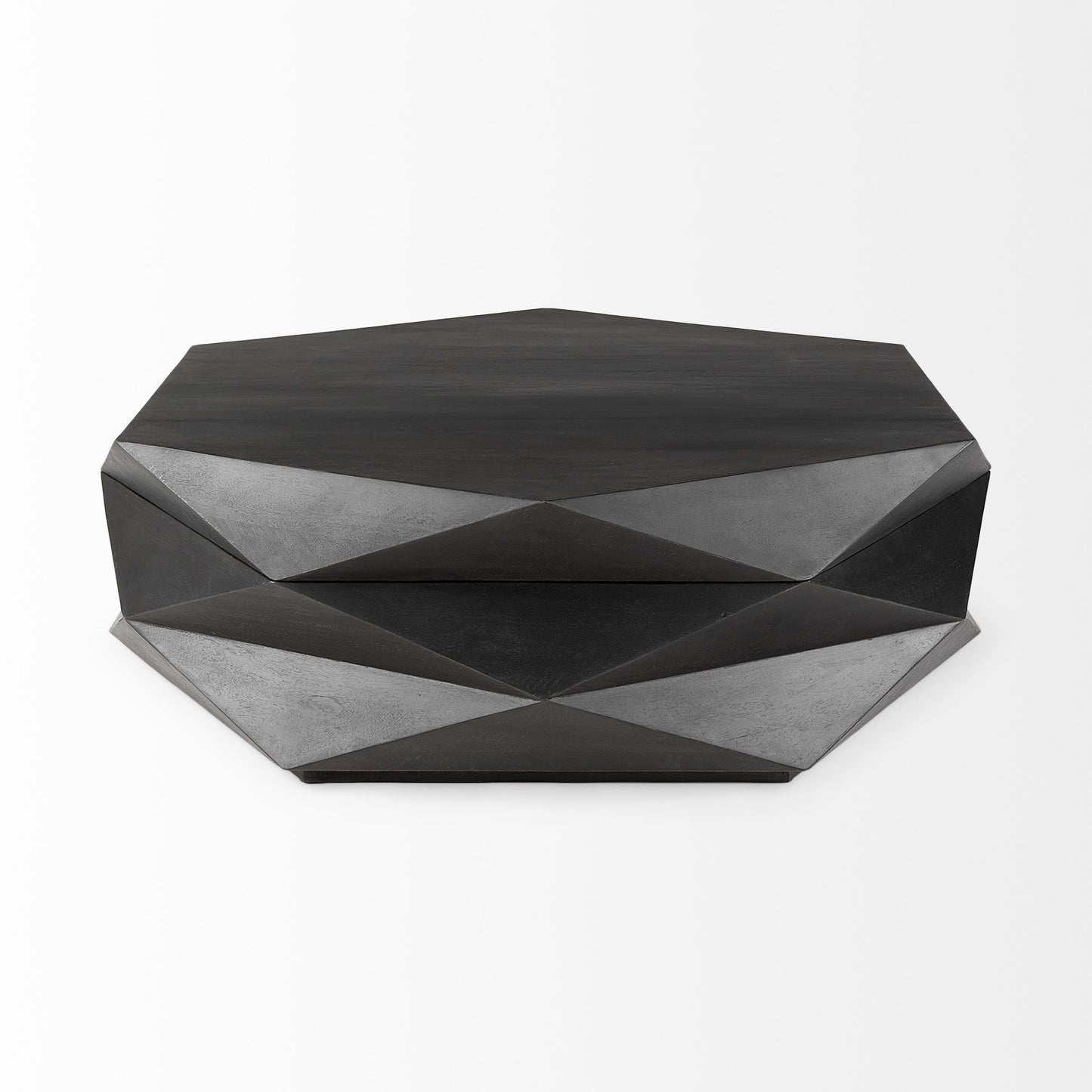 Mod Geometric Black Solid Wood Coffee Table By Homeroots