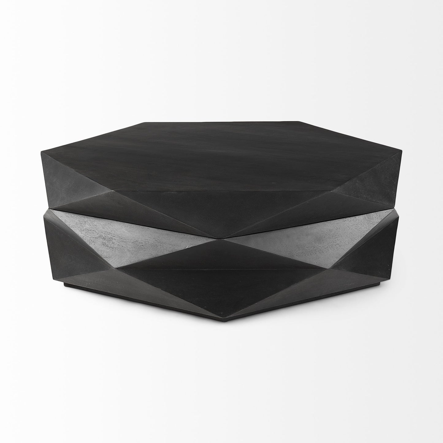 Mod Geometric Black Solid Wood Coffee Table By Homeroots