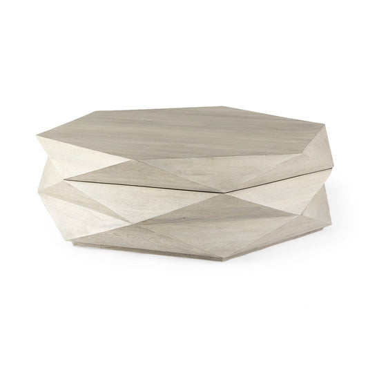 Mod Geometric Whitewash Solid Wood Coffee Table By Homeroots