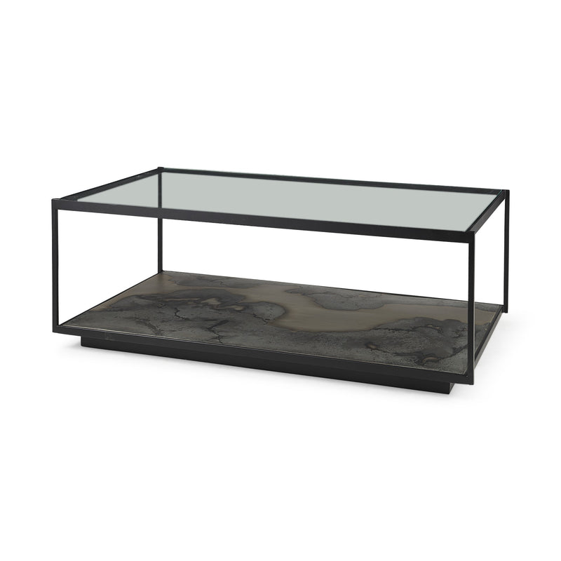 Iron Glass and Marble Rectangular Coffee Table By Homeroots | Coffee Tables | Modishstore