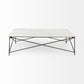 White Marble Criss Cross Base Coffee Table By Homeroots