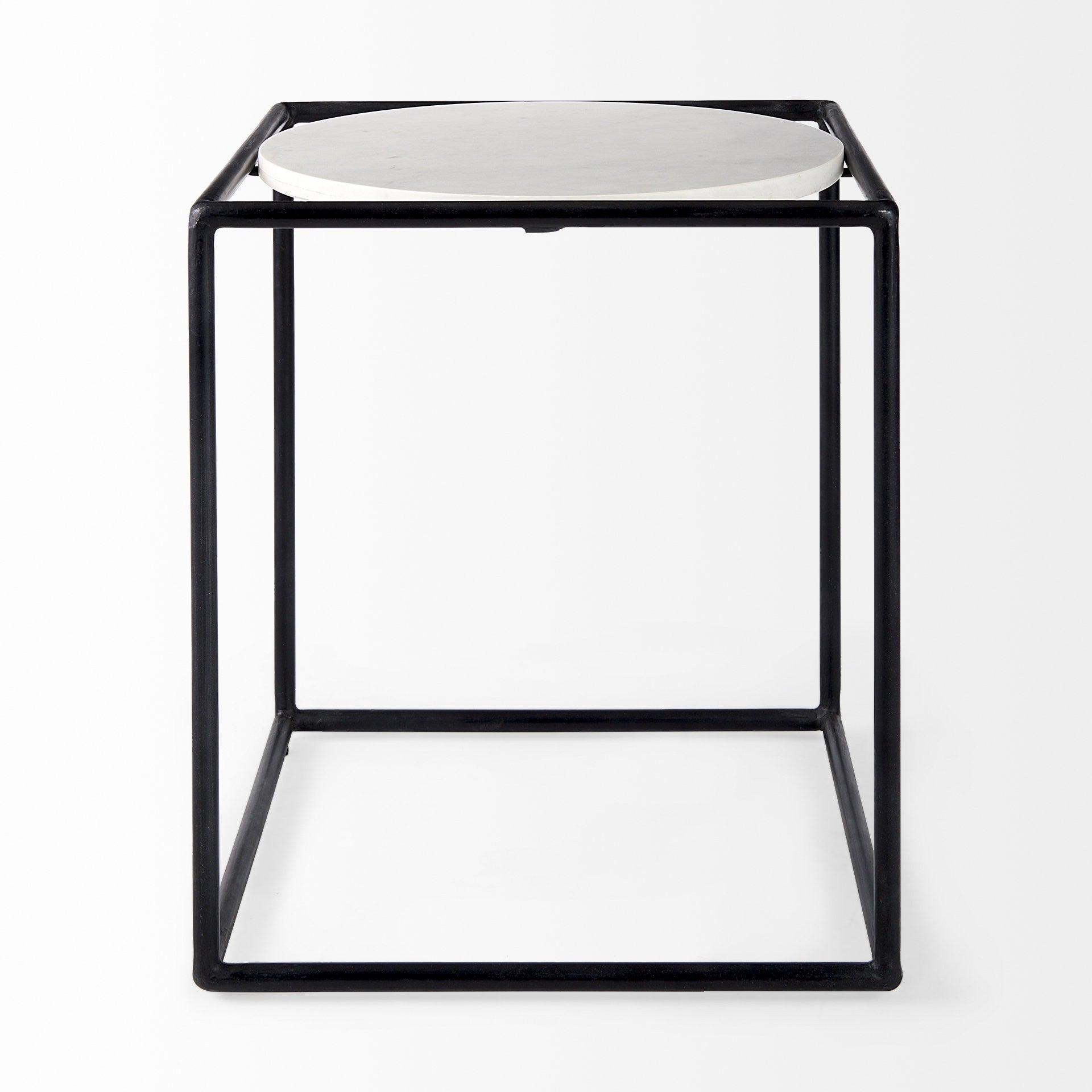 Suspended White Marble Black Metal Geo Side Table By Homeroots | Side Tables | Modishstore - 3