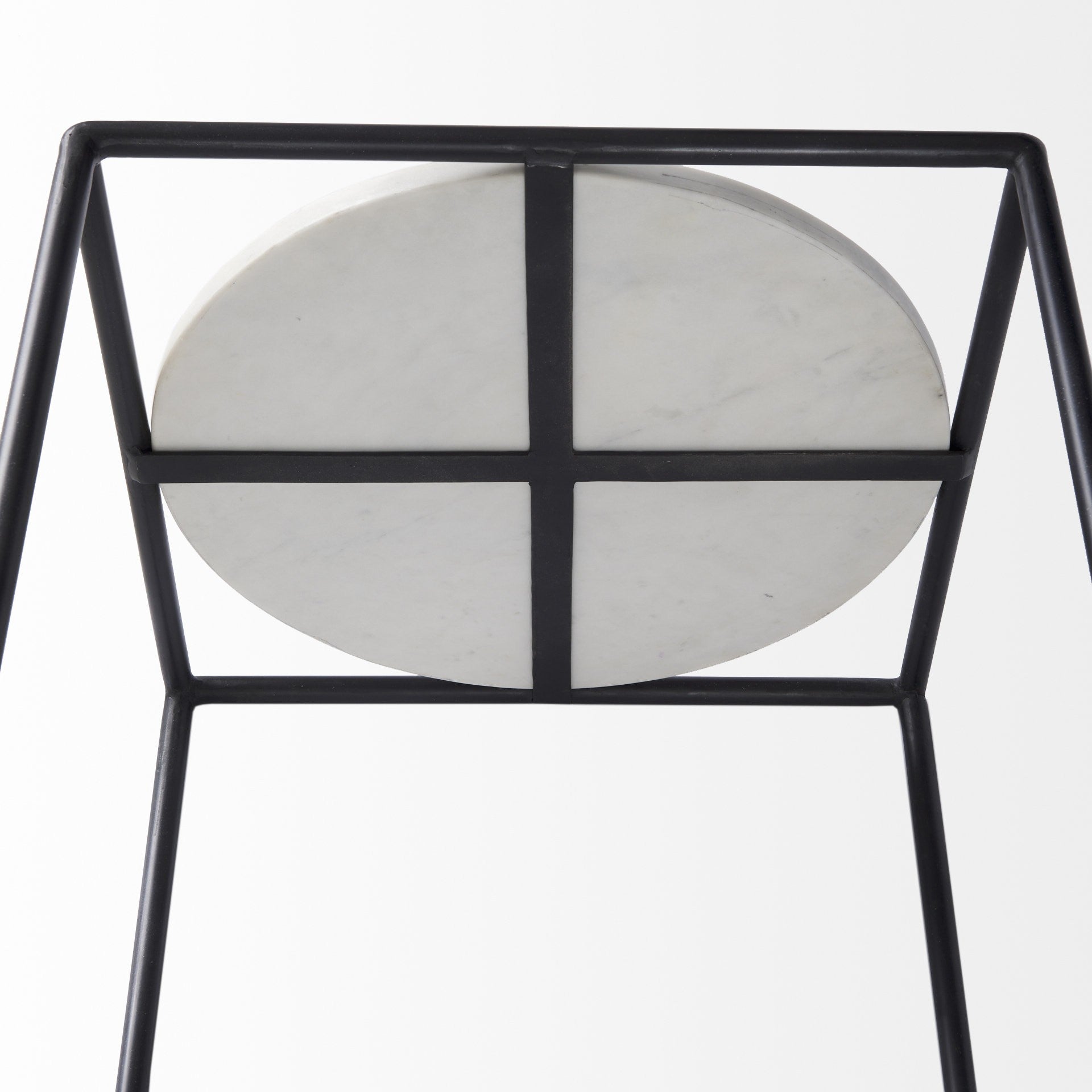 Suspended White Marble Black Metal Geo Side Table By Homeroots | Side Tables | Modishstore - 7