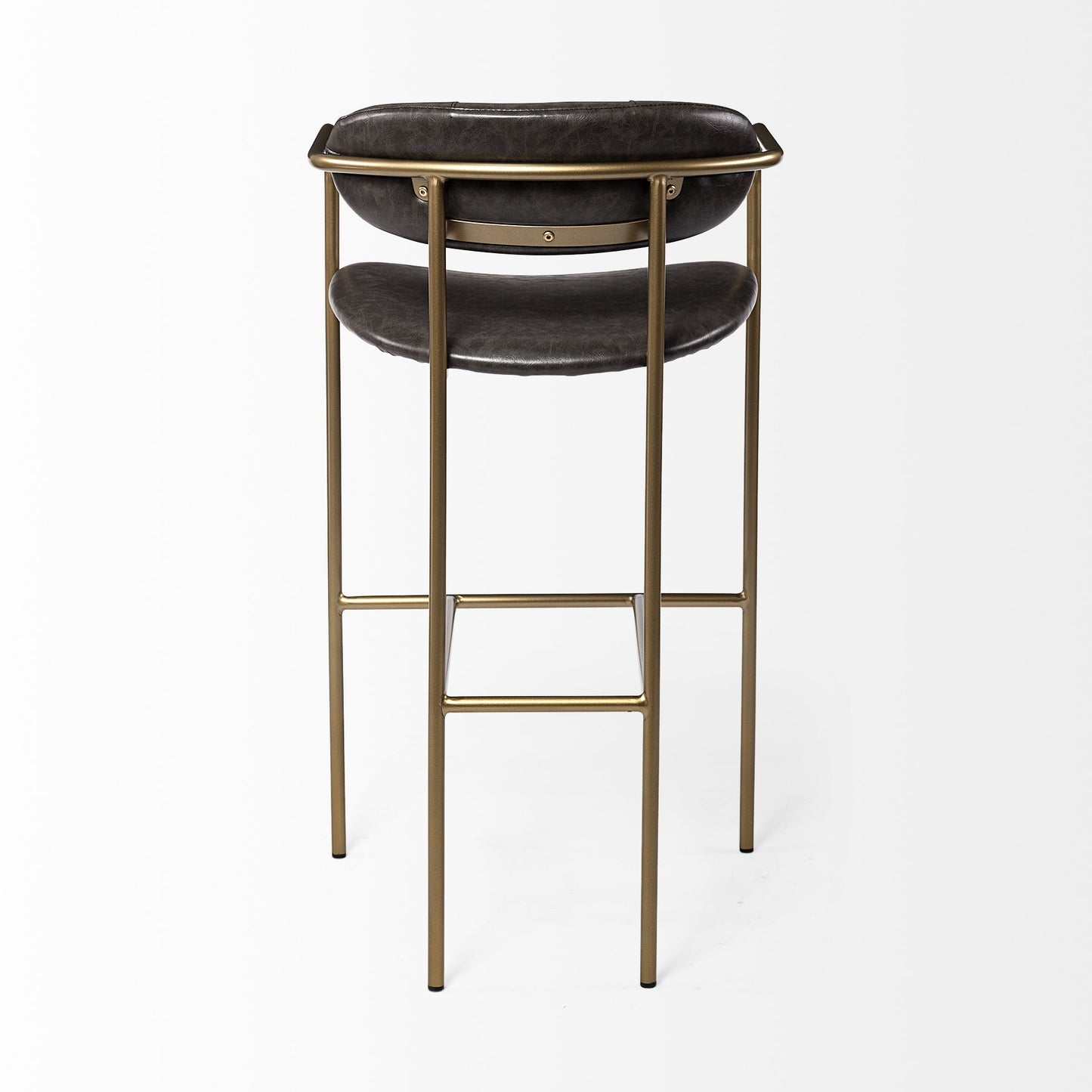 Brown Leather Gold Framed Bar Stool By Homeroots | Bar Stools | Modishstore - 4