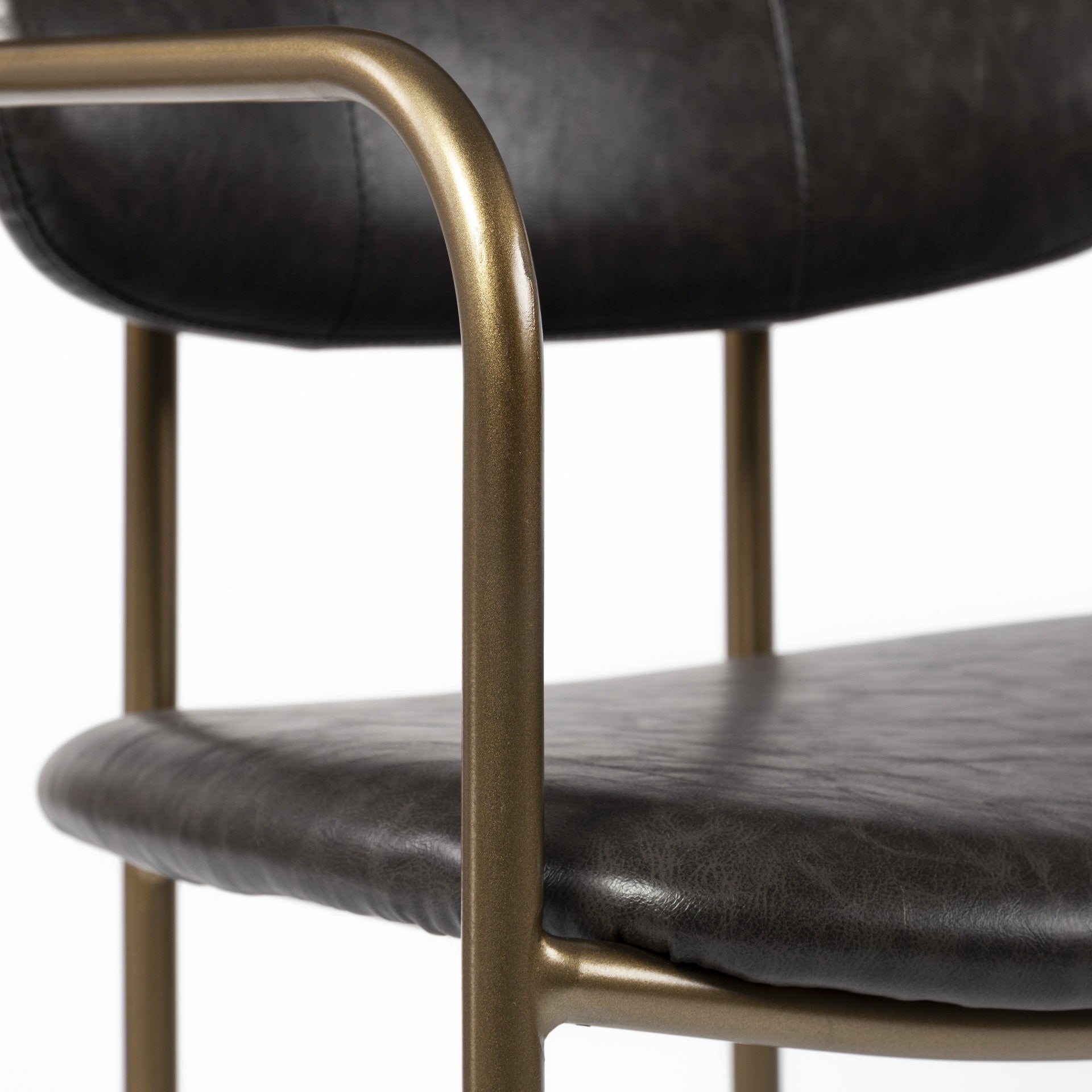 Brown Leather Gold Framed Bar Stool By Homeroots | Bar Stools | Modishstore - 7