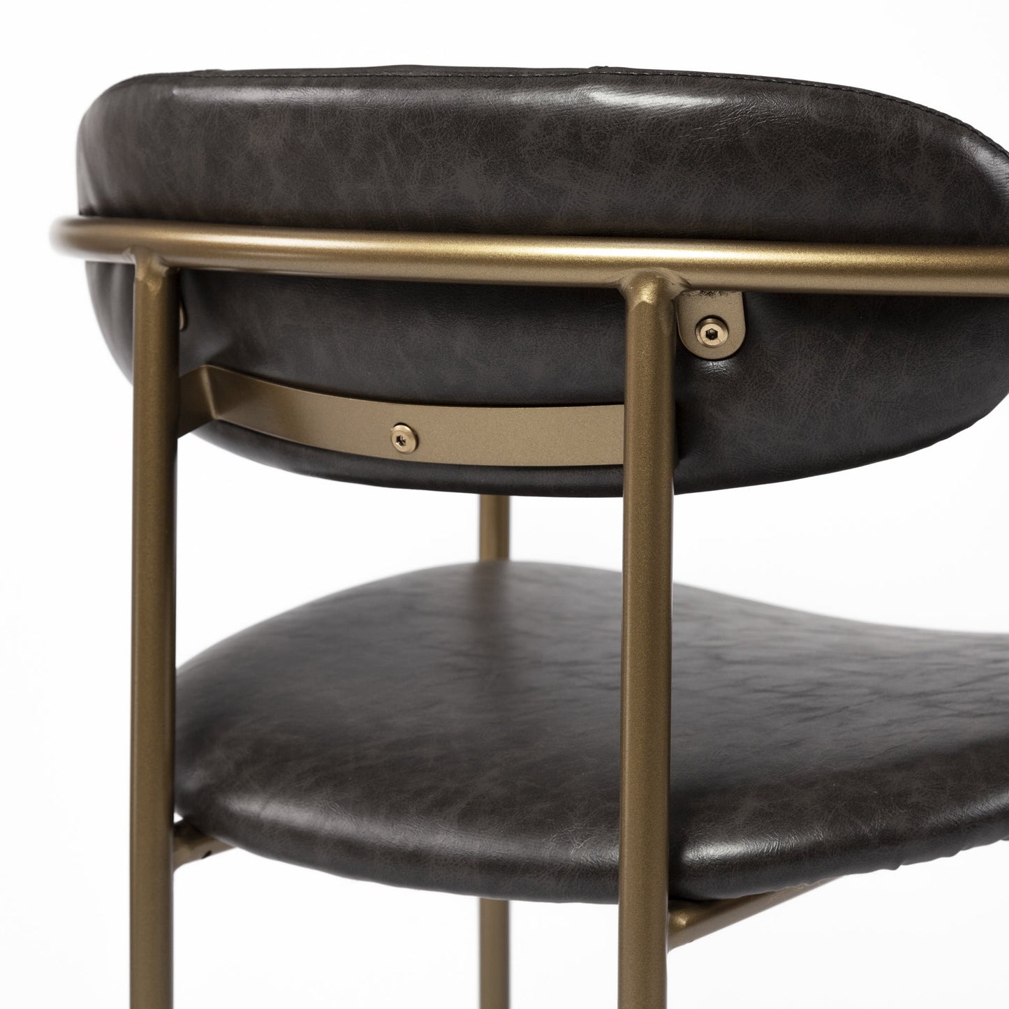 Brown Leather Gold Framed Bar Stool By Homeroots | Bar Stools | Modishstore - 9