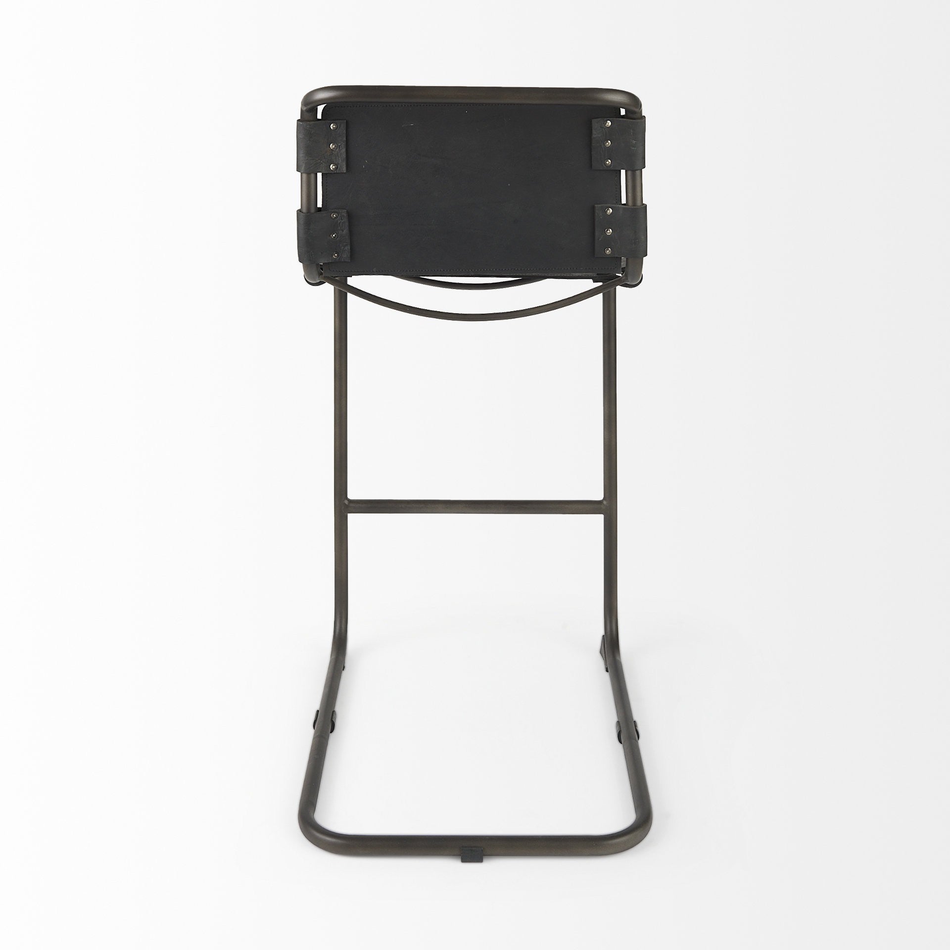 Black Leather Iron Framed Bar Stool By Homeroots | Bar Stools | Modishstore - 4