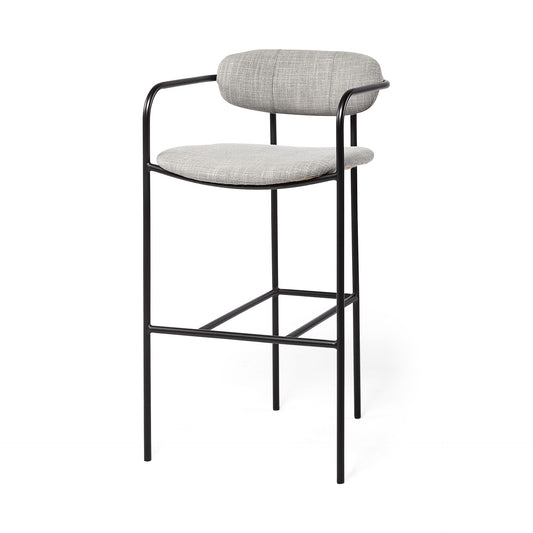 Light Gray Black Framed Bar Stool By Homeroots | Bar Stools | Modishstore