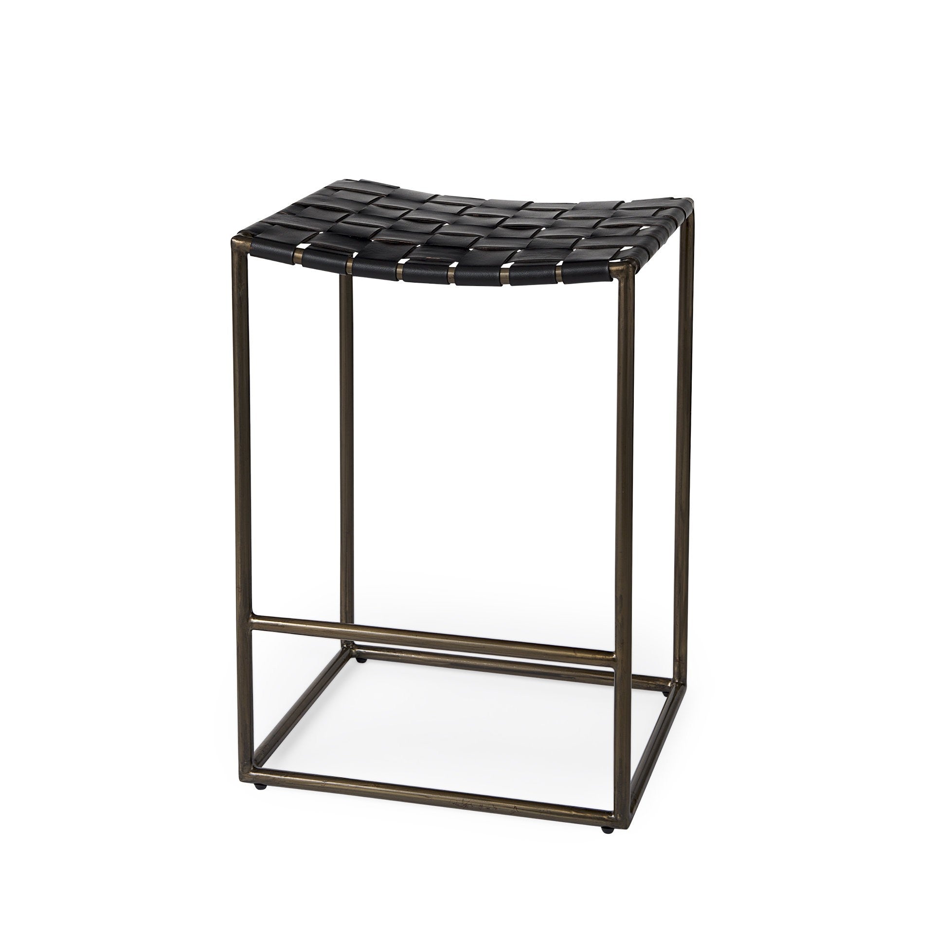 Black Woven Leather Counter Stool By Homeroots | Counter Stools | Modishstore - 2