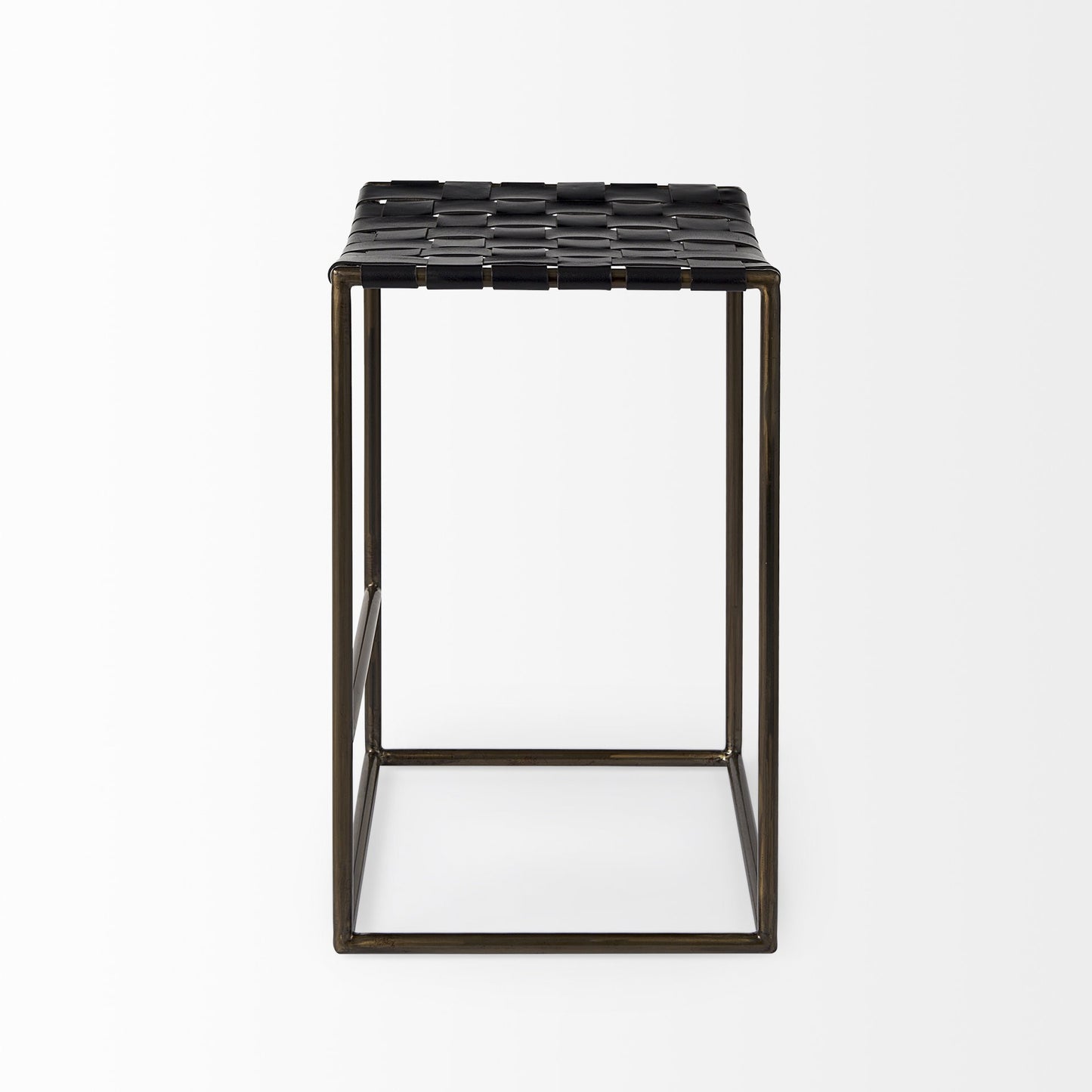 Black Woven Leather Counter Stool By Homeroots | Counter Stools | Modishstore - 3