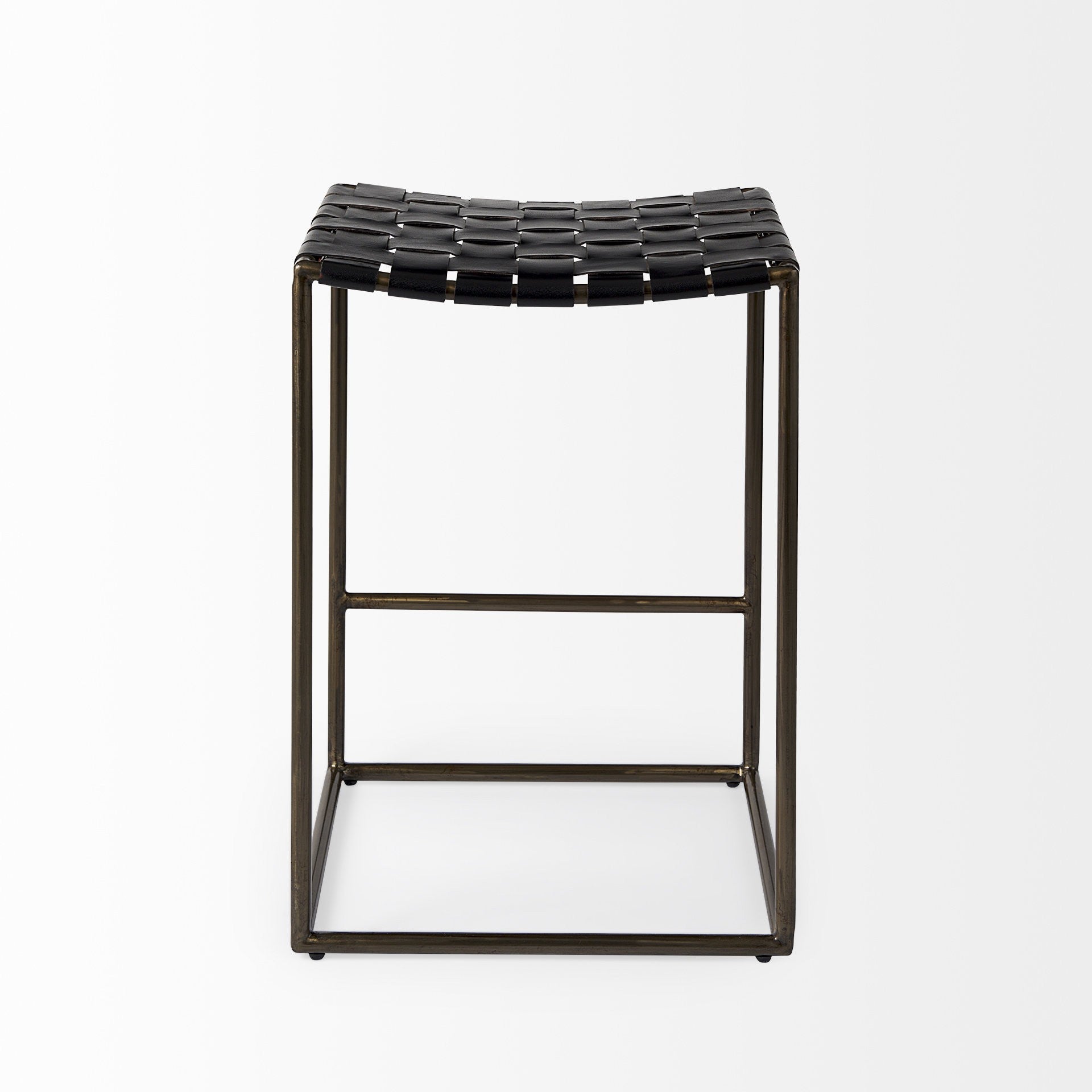 Black Woven Leather Counter Stool By Homeroots | Counter Stools | Modishstore - 4