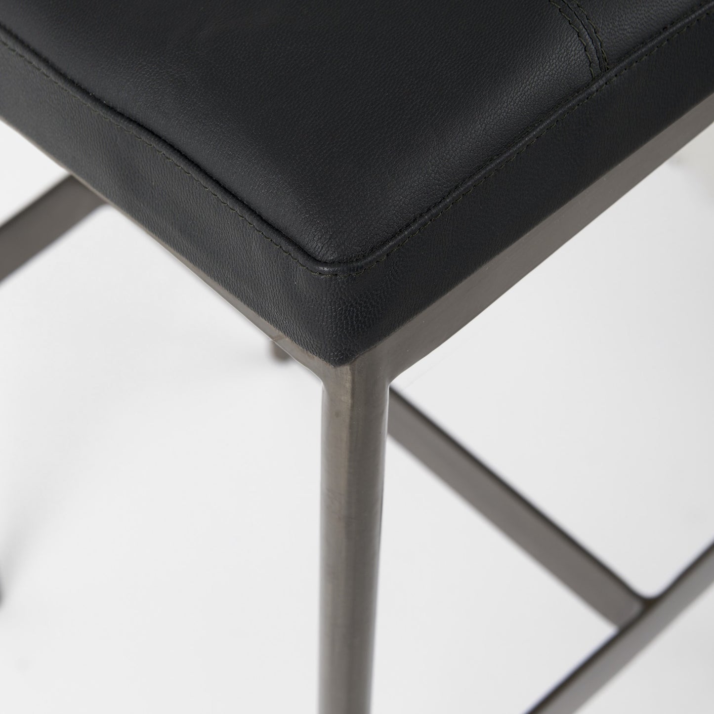 Black Leather Bar Stool With Gold Metal Frame By Homeroots | Bar Stools | Modishstore - 6