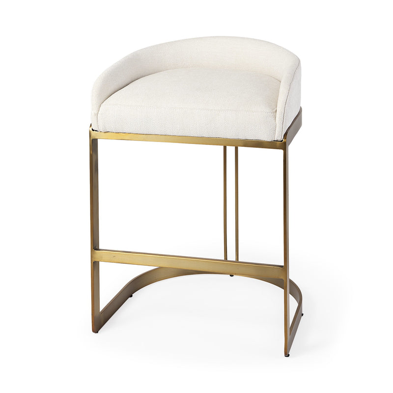 29" Off White And Gold Low Back Counter Stool By Homeroots | Counter Stools | Modishstore