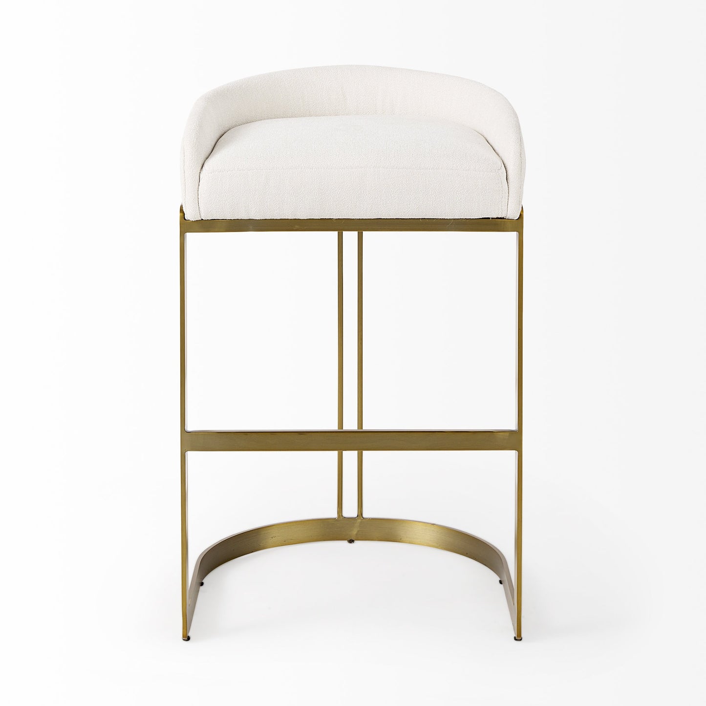 33" Off White And Gold Low Back Bar Stool By Homeroots | Bar Stools | Modishstore - 2