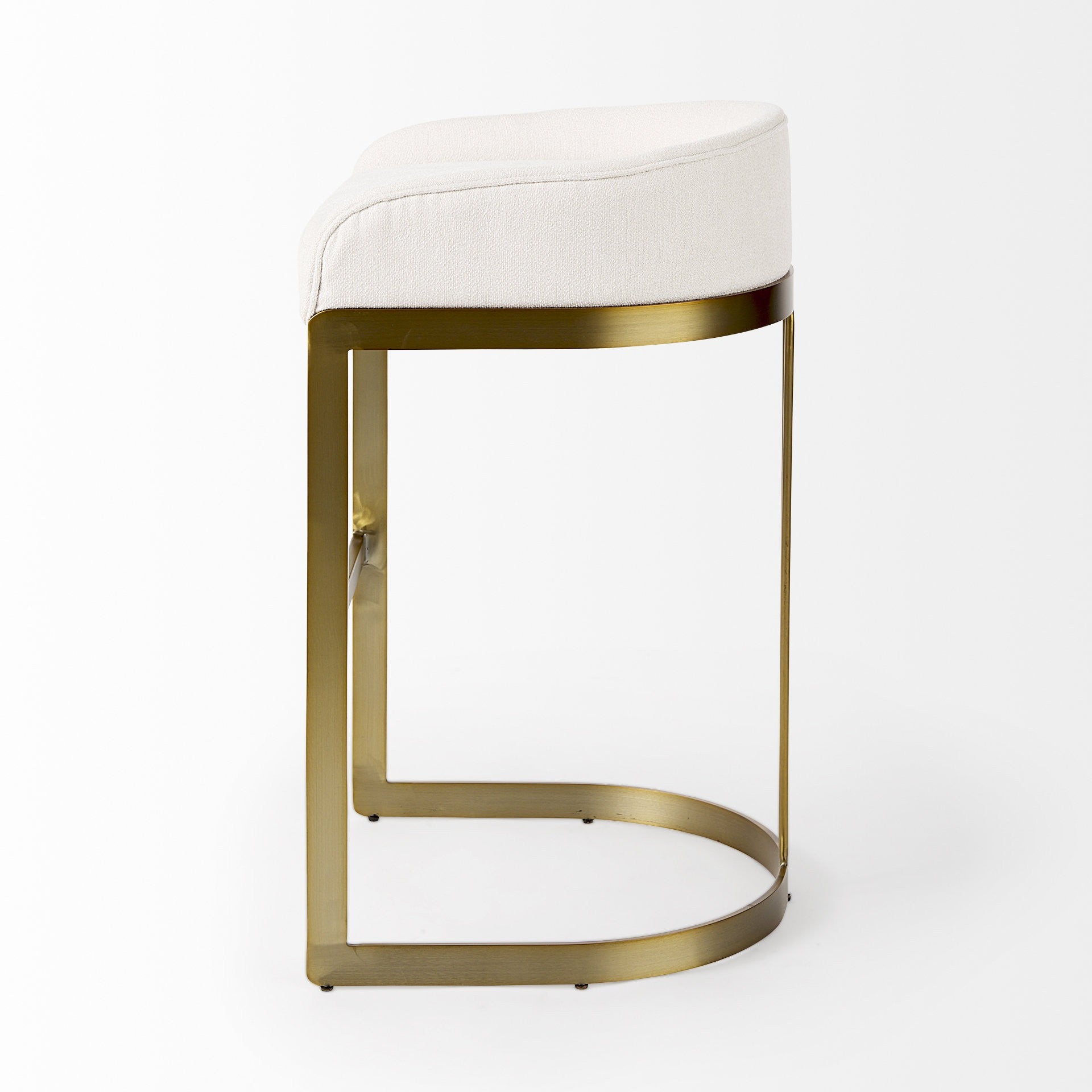 33" Off White And Gold Low Back Bar Stool By Homeroots | Bar Stools | Modishstore - 3