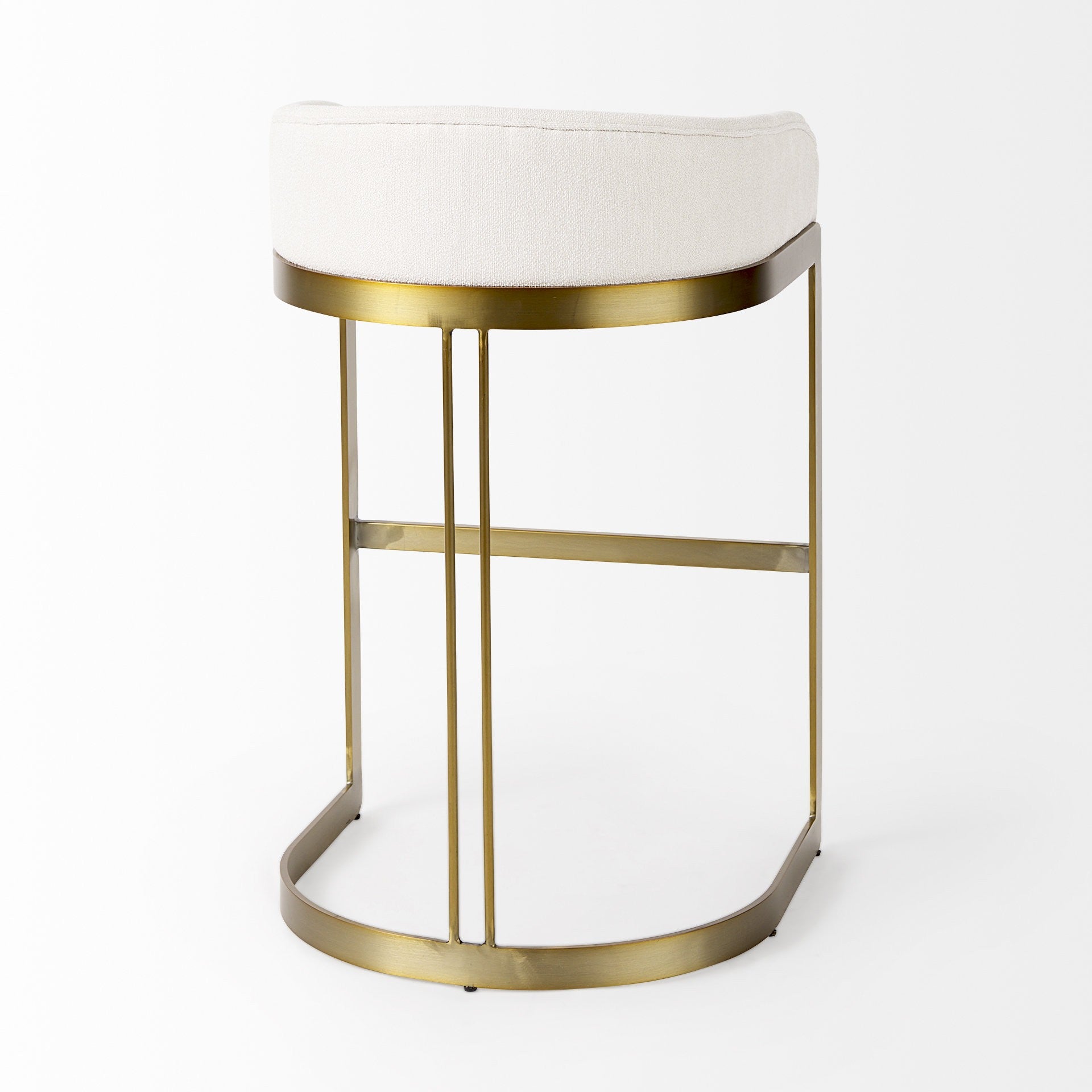 33" Off White And Gold Low Back Bar Stool By Homeroots | Bar Stools | Modishstore - 5