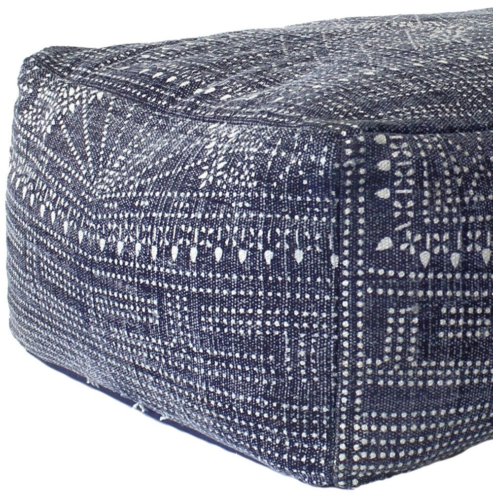 Navy Blue Patterned Rectangle Pouf By Homeroots | Poufs | Modishstore - 4