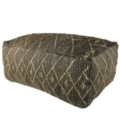 Black Hemp Textured Rectangle Pouf By Homeroots