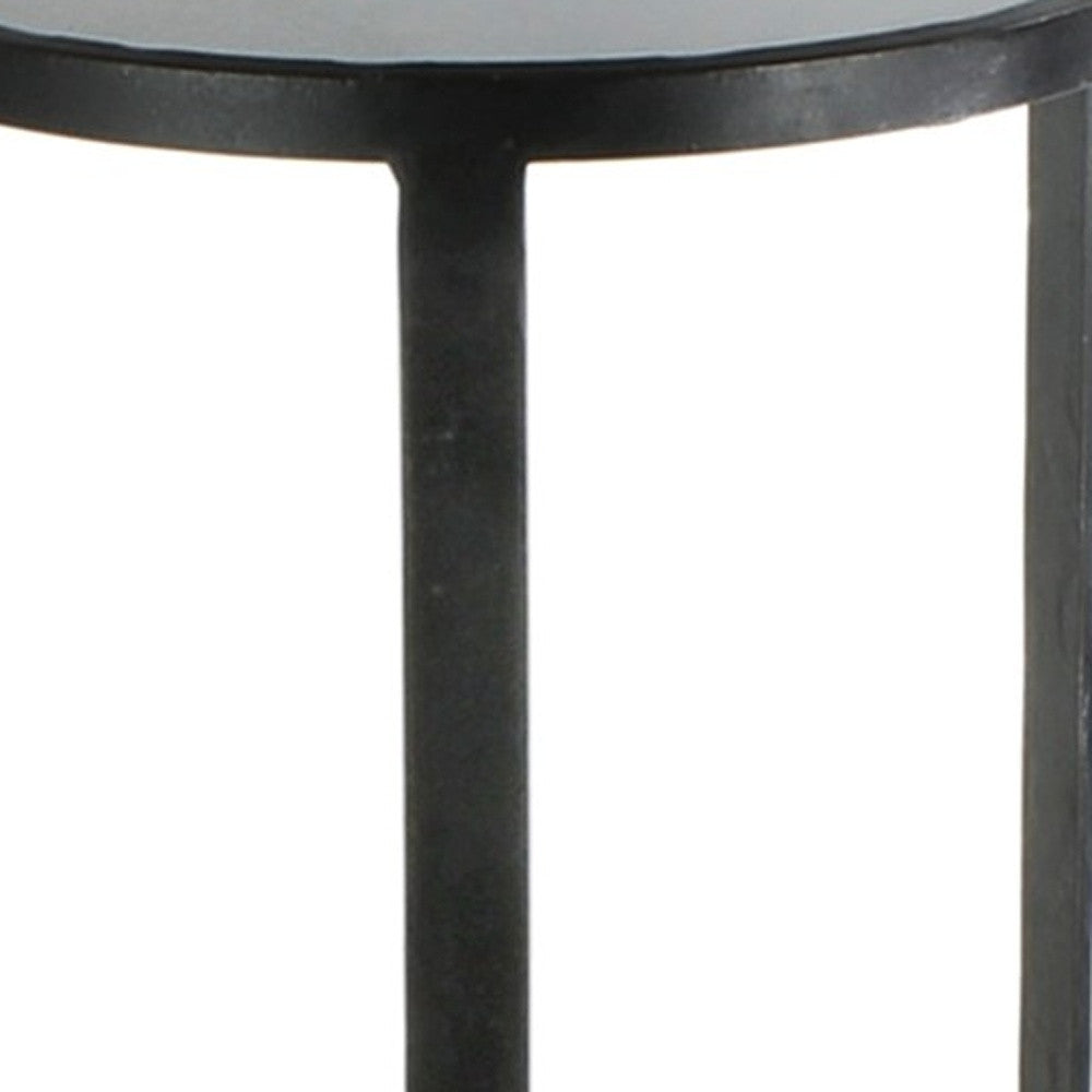 Black and Gray Stone Top Side Table By Homeroots | Side Tables | Modishstore - 4