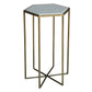 Geometric Gold and White Marble Side Table By Homeroots