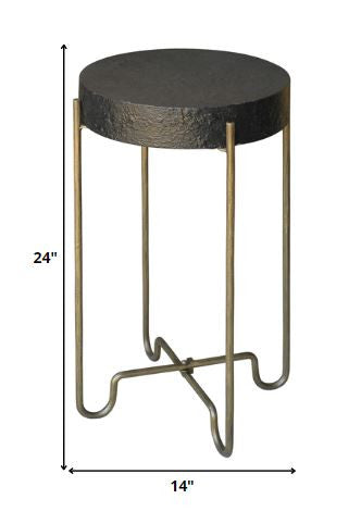 Black and Gold Side Table By Homeroots | Side Tables | Modishstore - 5