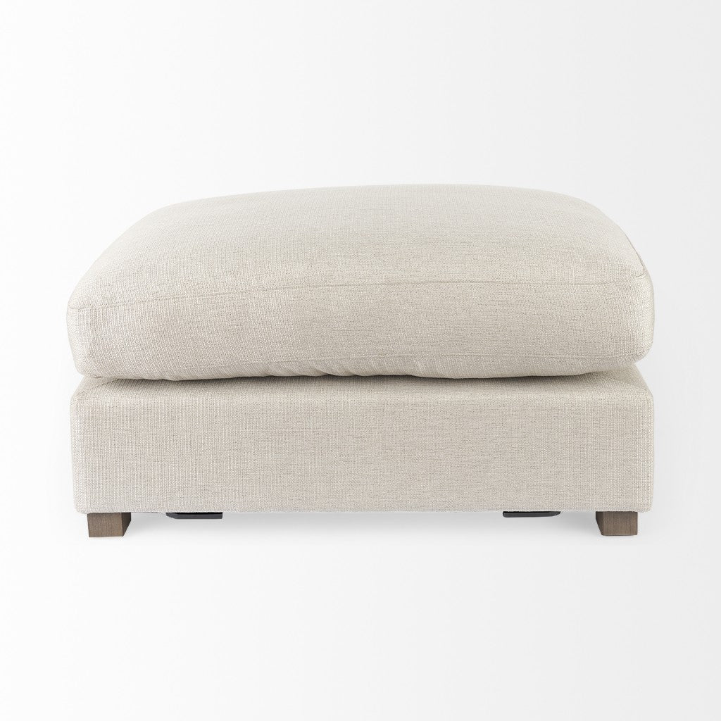 Beige Fabric Covered Half Ottoman By Homeroots