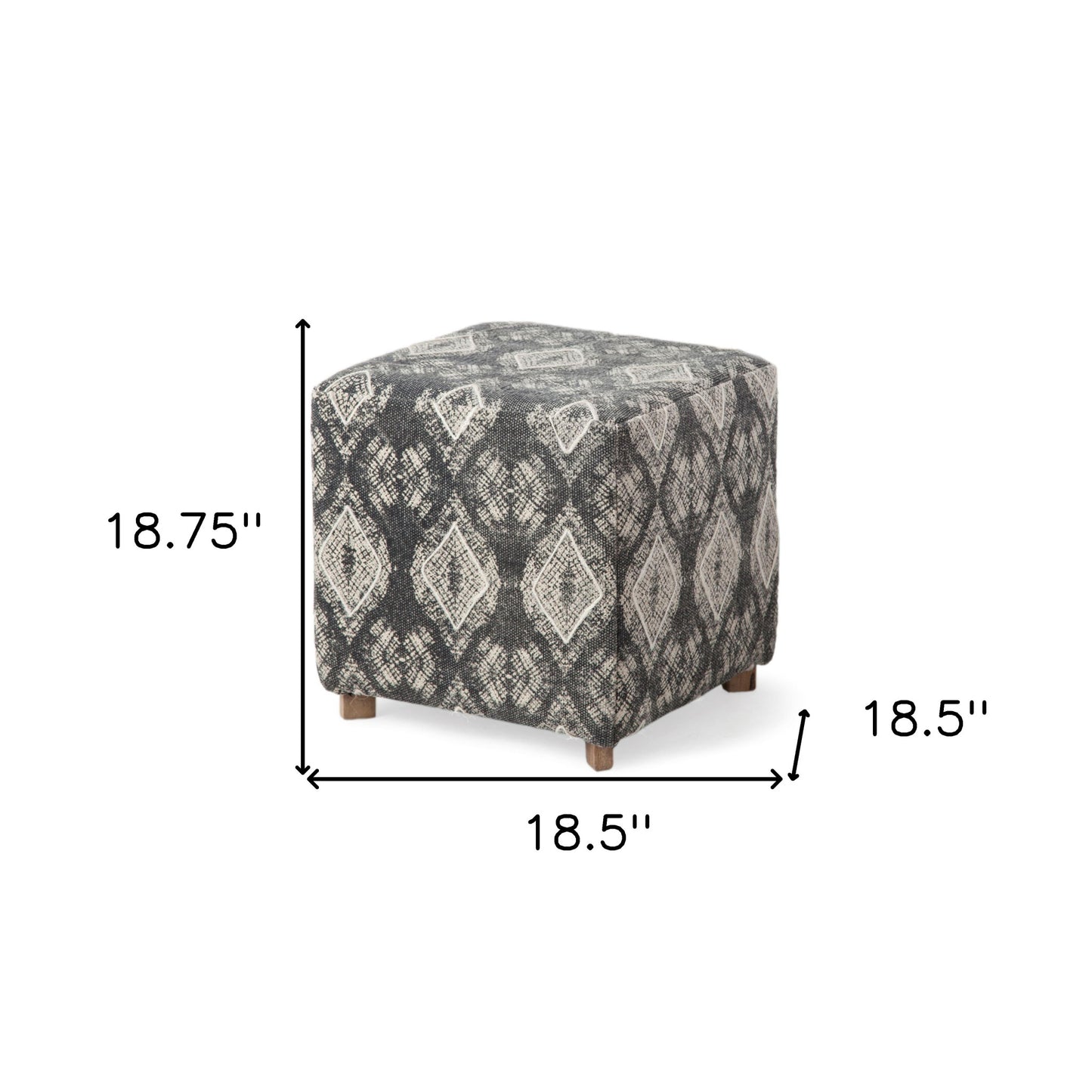 Patterned Fabric Covered Ottoman with Wooden Legs By Homeroots | Ottomans | Modishstore - 3