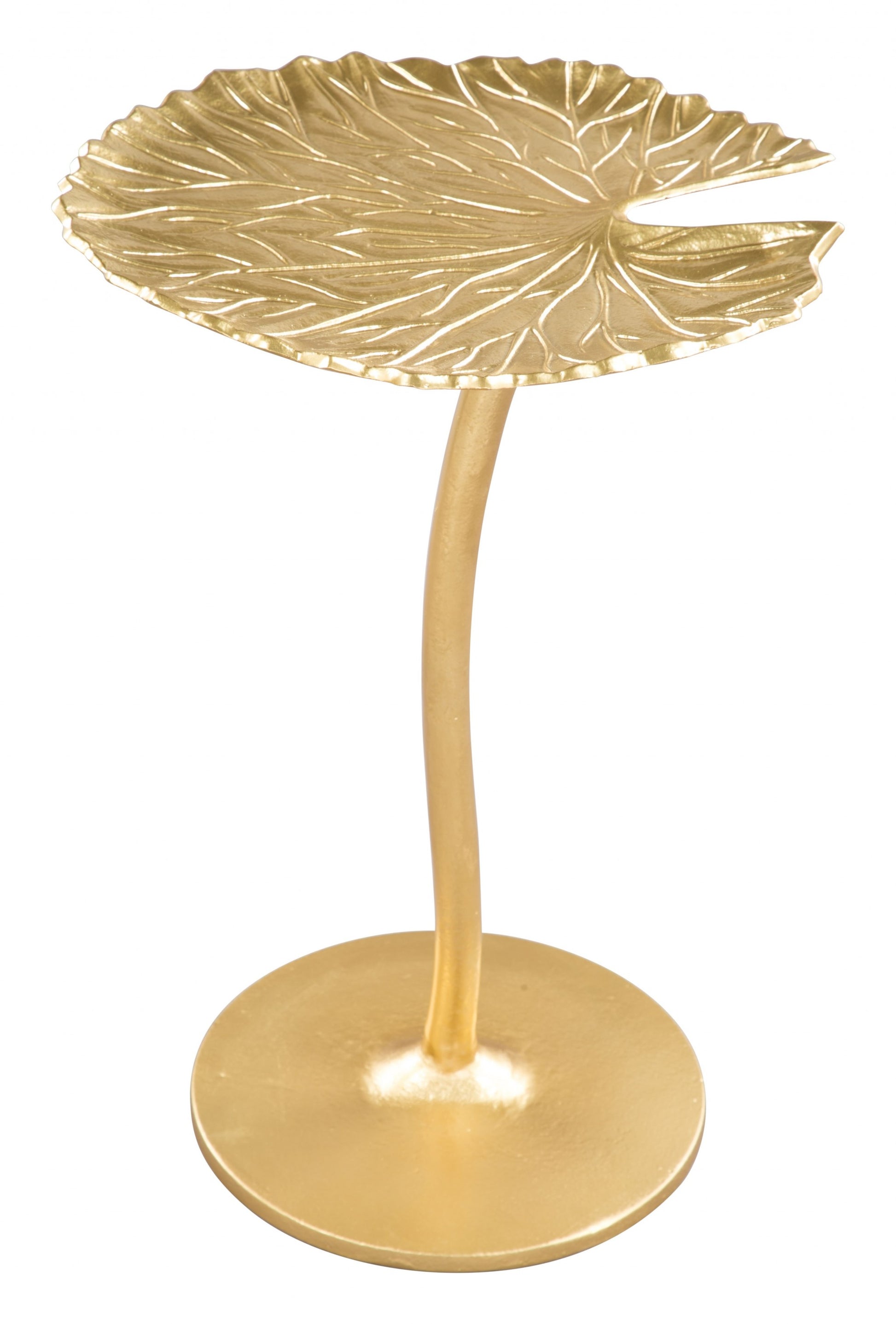 Gold Lilypad Side Table By Homeroots | End Tables | Modishstore - 2