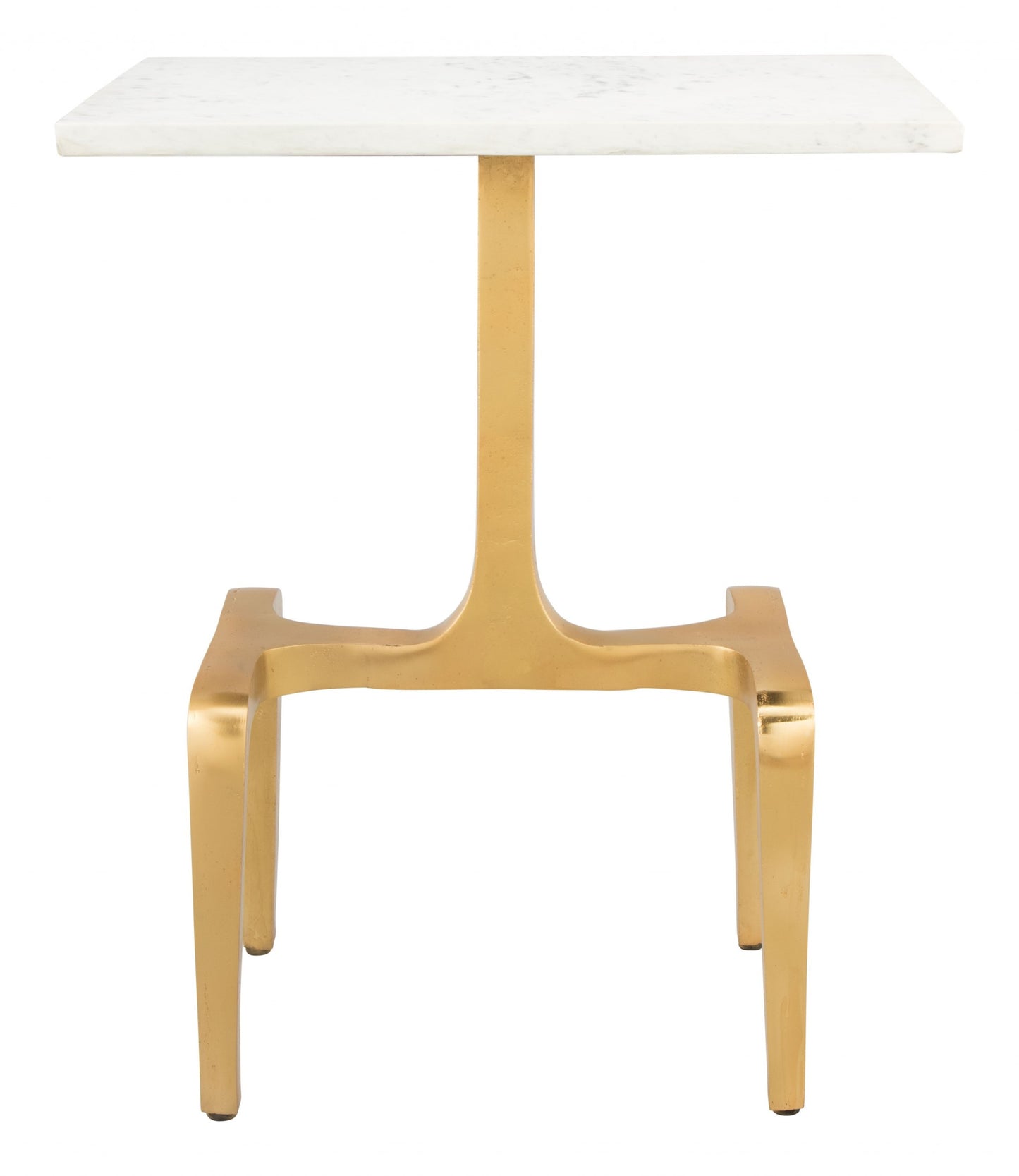 23" Gold Genuine Marble Look Rectangular End Table By Homeroots | End Tables | Modishstore - 4