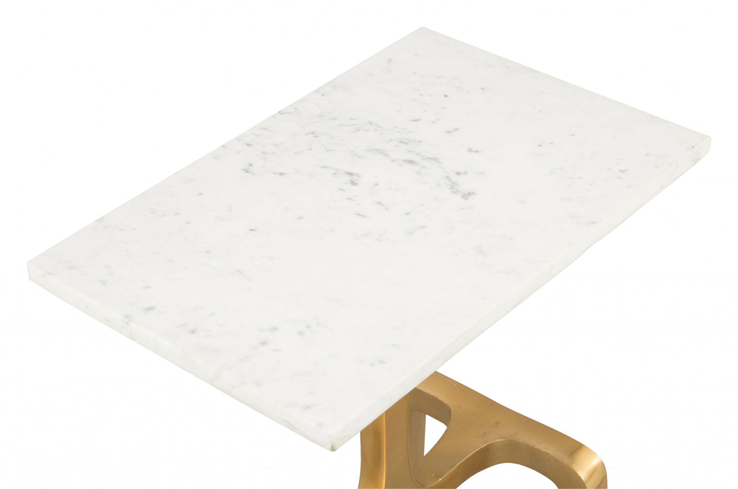 23" Gold Genuine Marble Look Rectangular End Table By Homeroots | End Tables | Modishstore - 7