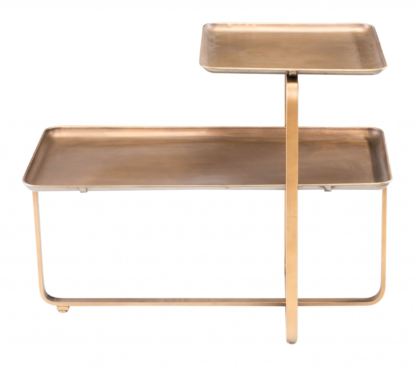 31" Gold Square and Rectangular Two Level Coffee Table By Homeroots