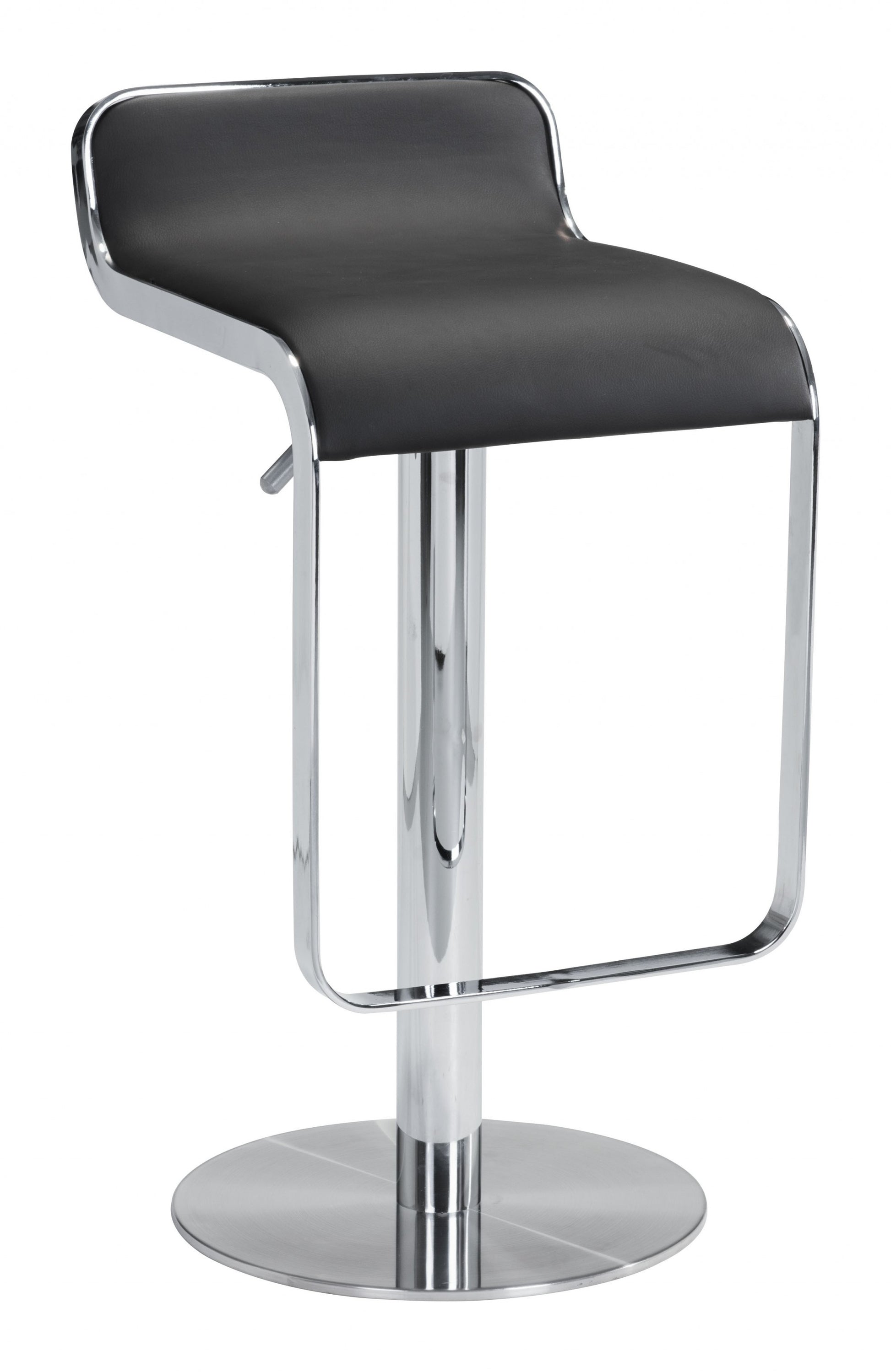 31" Black And Silver Steel Swivel Backless Adjustable Height Bar Chair With Footrest By Homeroots | Bar Stools | Modishstore - 2