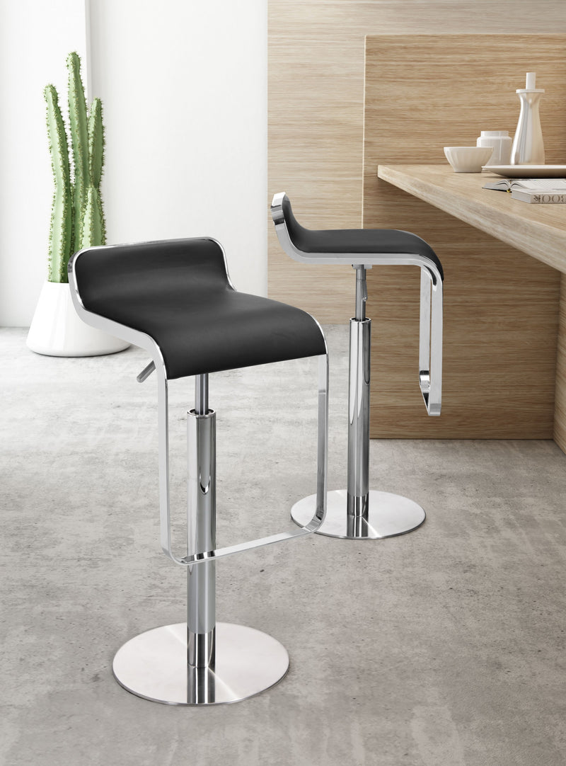 31" Black And Silver Steel Swivel Backless Adjustable Height Bar Chair With Footrest By Homeroots | Bar Stools | Modishstore