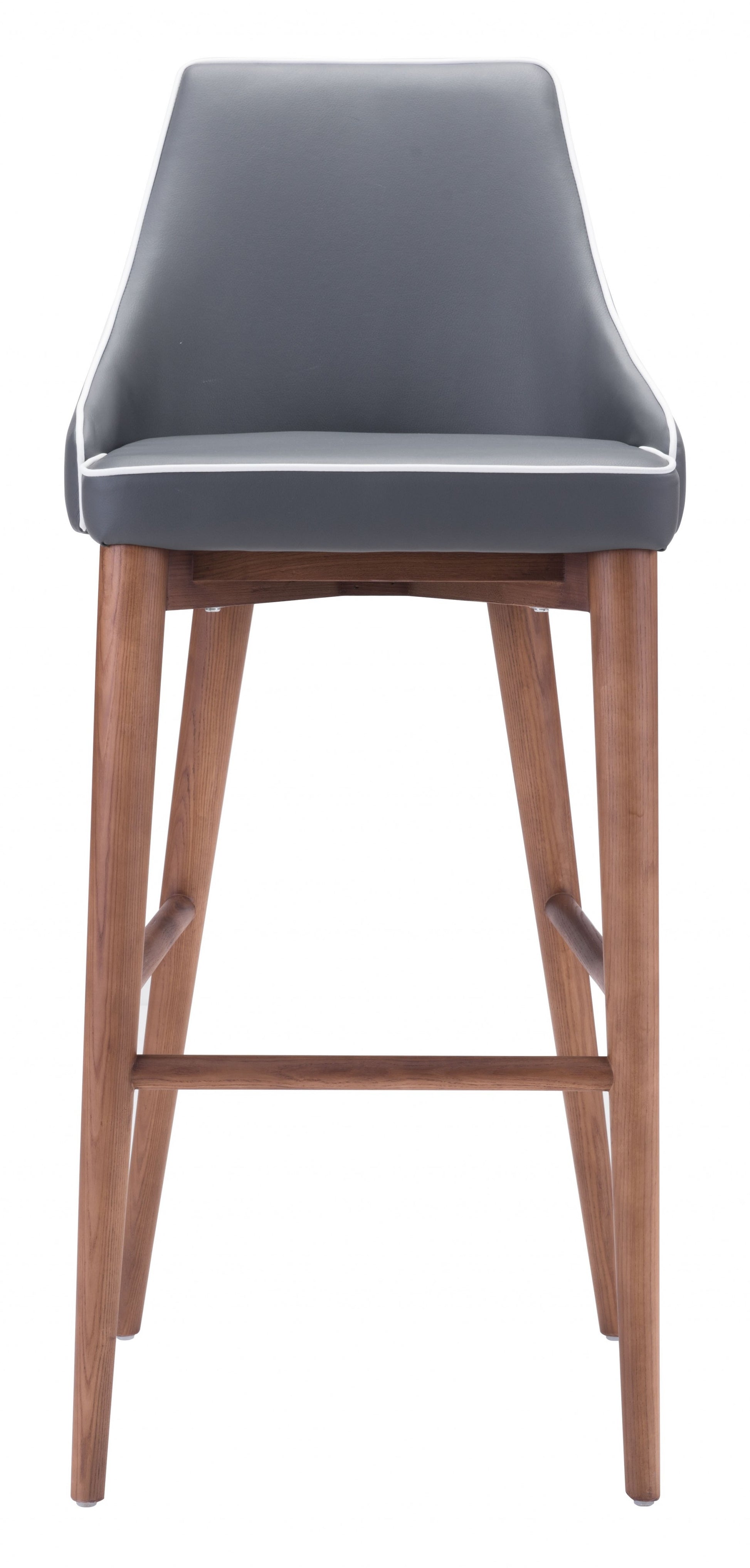 41" Gray And Brown Solid Wood Low Back Bar Height Chair With Footrest By Homeroots | Bar Stools | Modishstore - 3