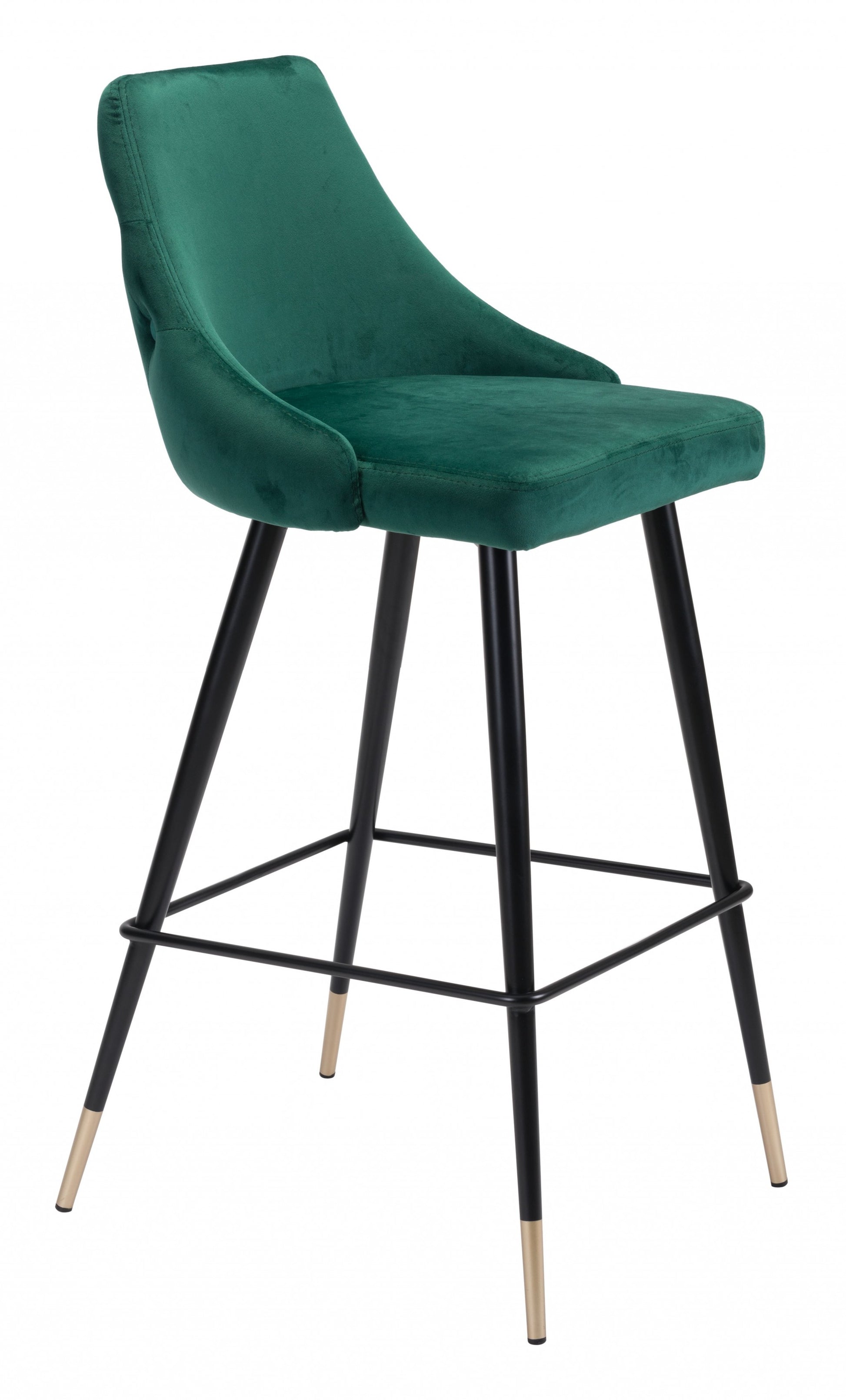 41" Green And Black Steel Low Back Bar Height Chair With Footrest By Homeroots | Bar Stools | Modishstore