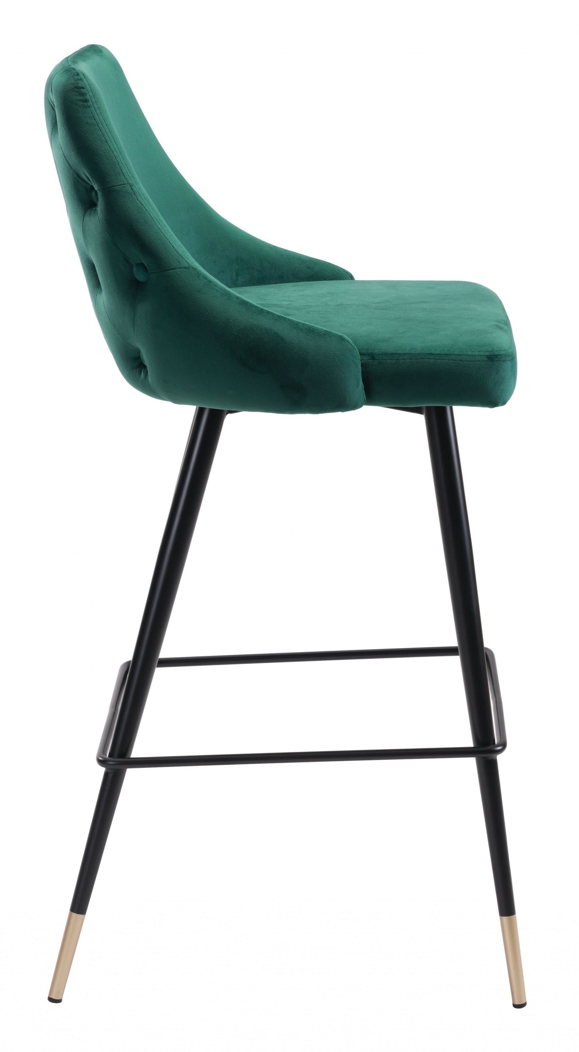 41" Green And Black Steel Low Back Bar Height Chair With Footrest By Homeroots | Bar Stools | Modishstore - 2