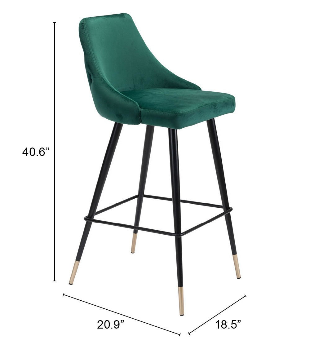 41" Green And Black Steel Low Back Bar Height Chair With Footrest By Homeroots | Bar Stools | Modishstore - 7