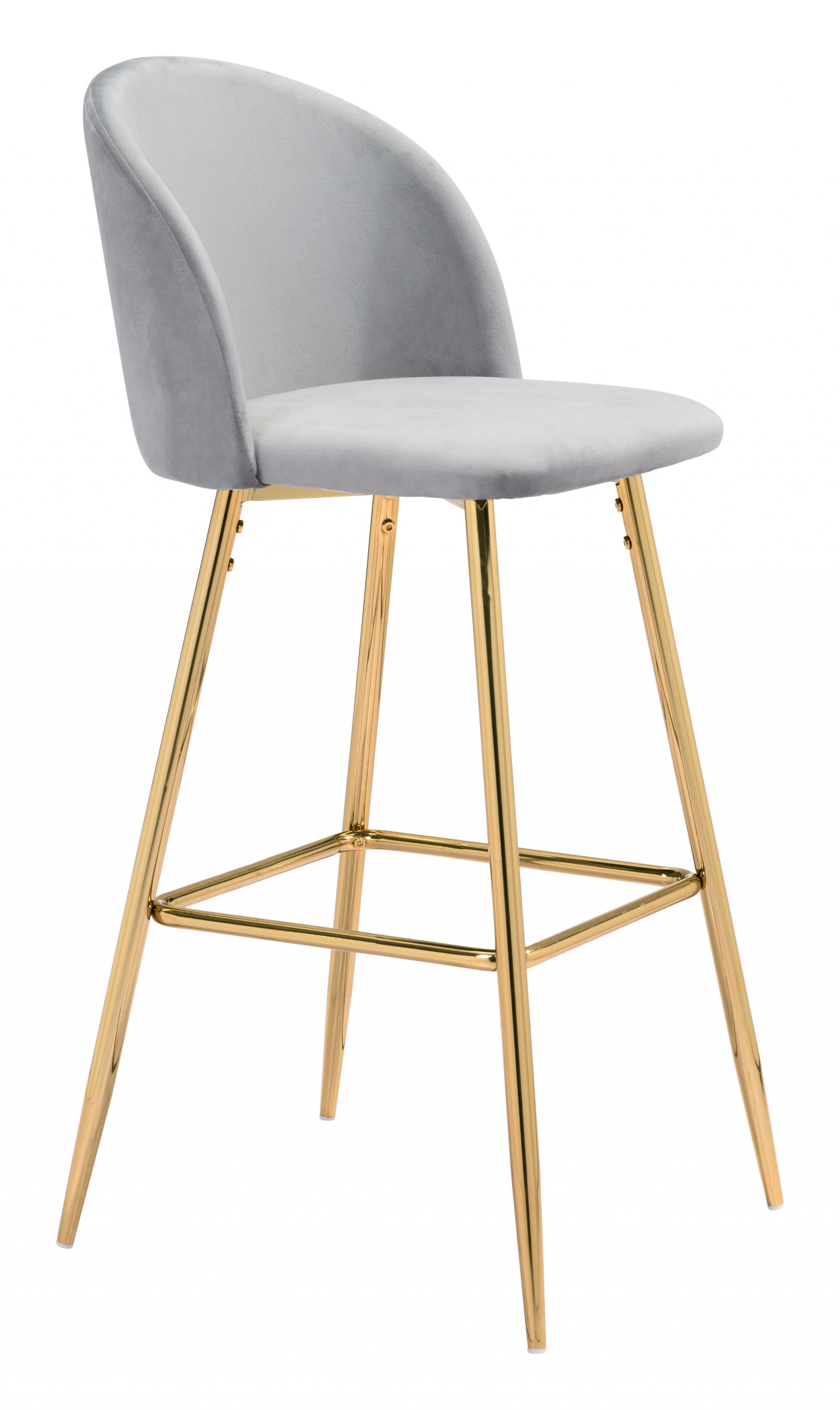 41" Gray And Gold Steel Low Back Bar Height Chair With Footrest By Homeroots | Bar Stools | Modishstore