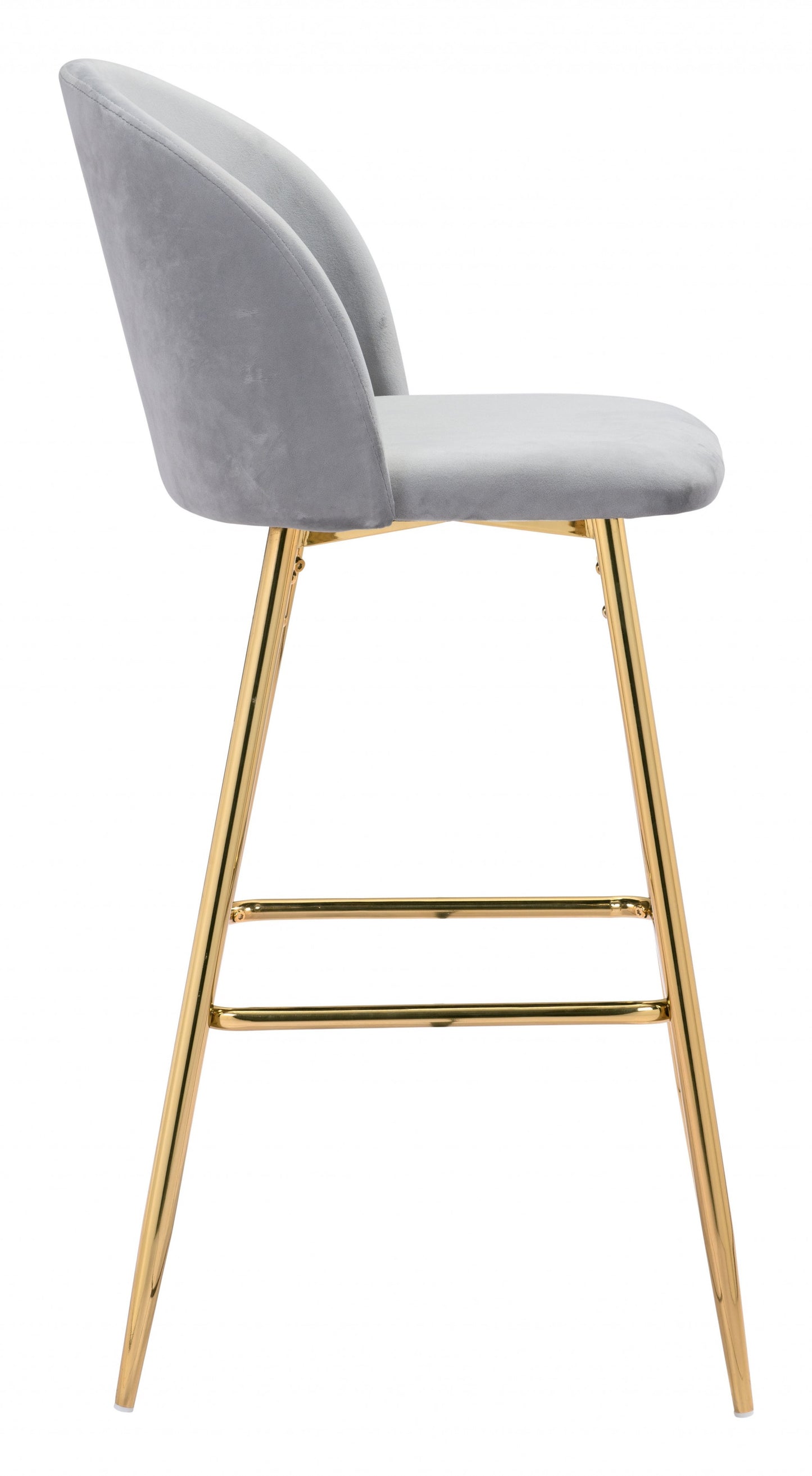 41" Gray And Gold Steel Low Back Bar Height Chair With Footrest By Homeroots | Bar Stools | Modishstore - 2