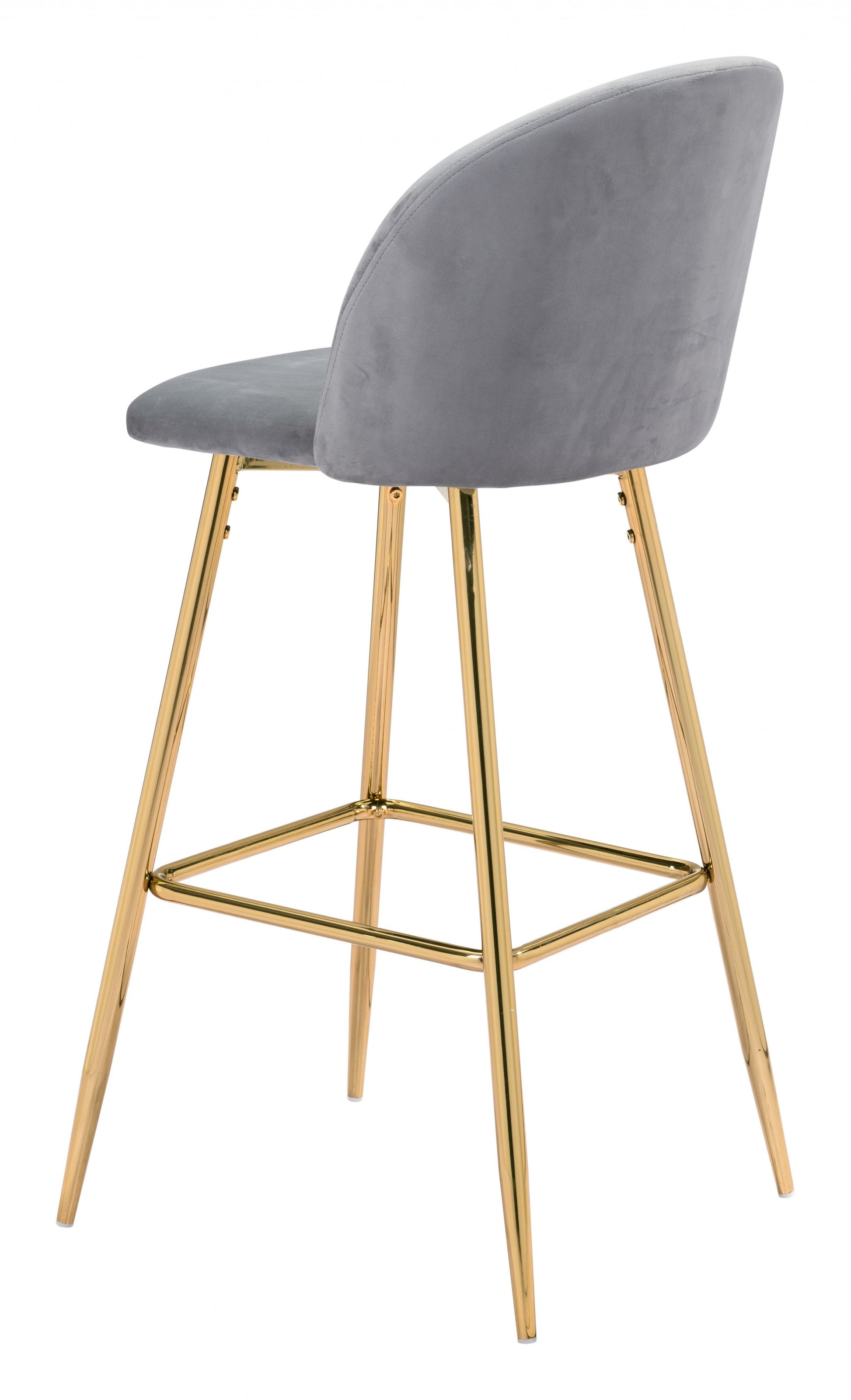 41" Gray And Gold Steel Low Back Bar Height Chair With Footrest By Homeroots | Bar Stools | Modishstore - 5